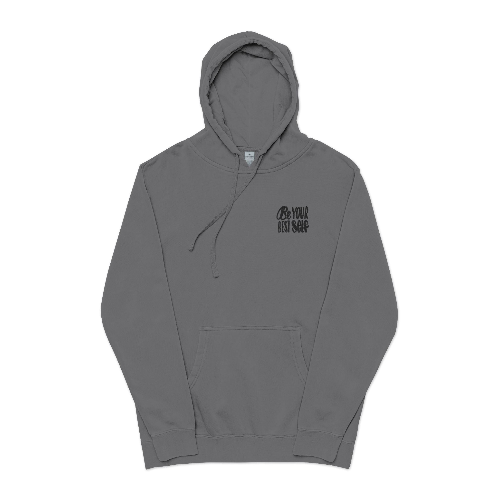 Be Your Best Self Unisex Pigment-Dyed Hoodie - Motivational Embroidered Apparel