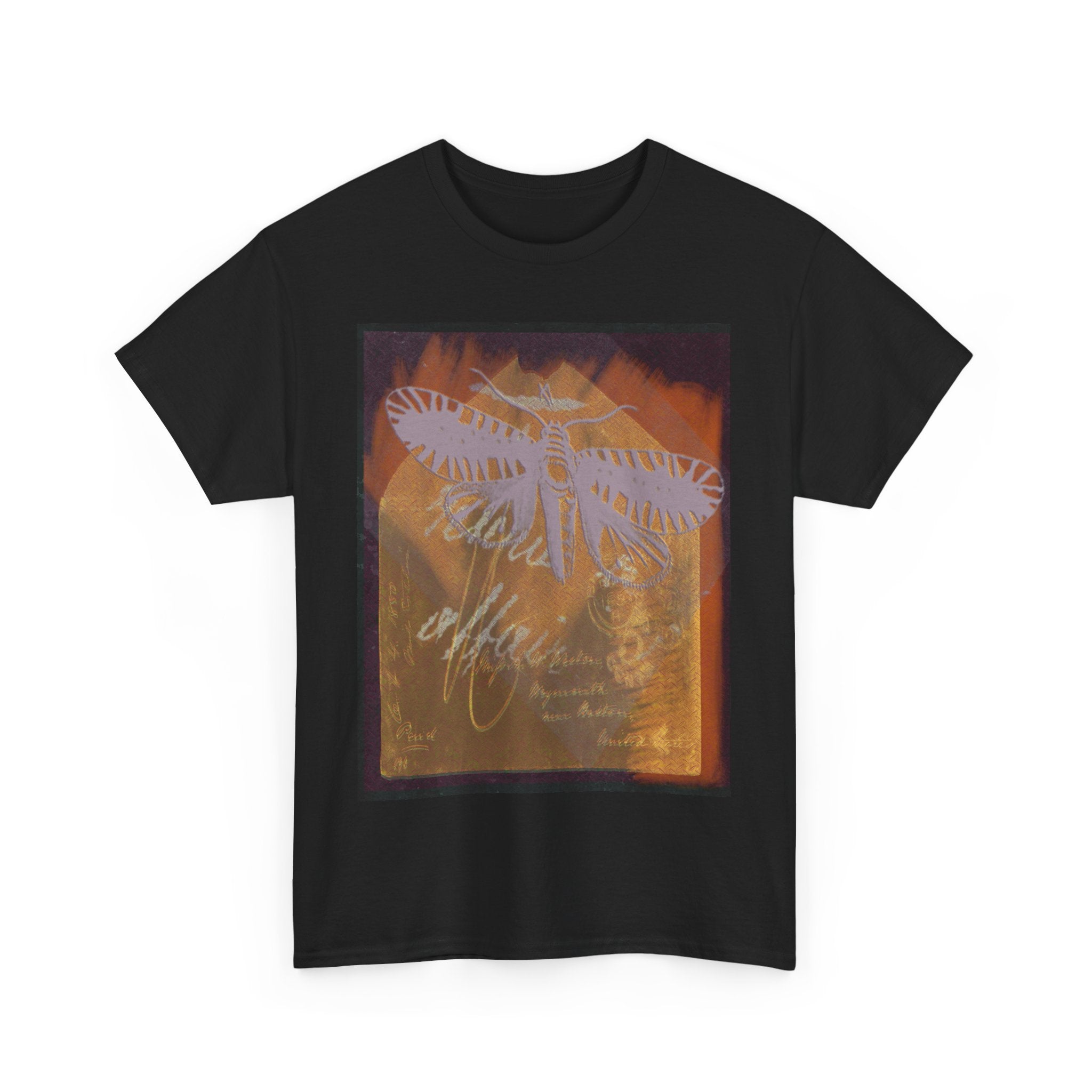 Bohemian Moth Design Unisex Heavy Cotton Tee - Nature Inspired Graphic T-Shirt