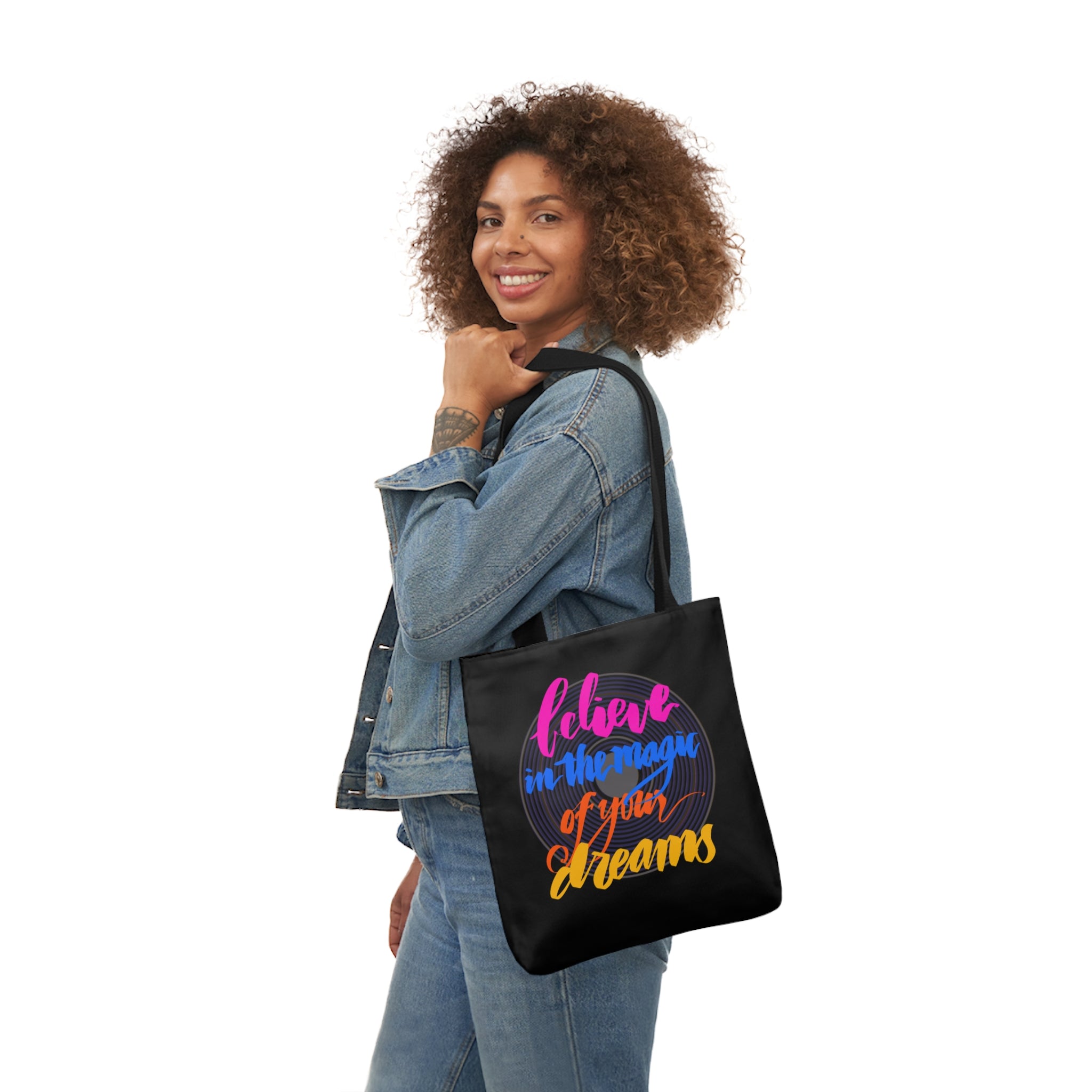 BELIEVE IN THE MAGIC Canvas Tote Bag, 5-Color Straps