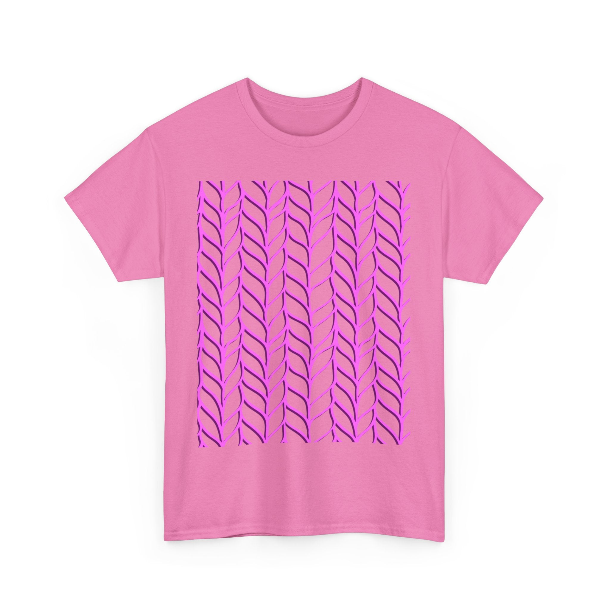 Vibrant Pink Unisex Heavy Cotton Tee with Knit Pattern