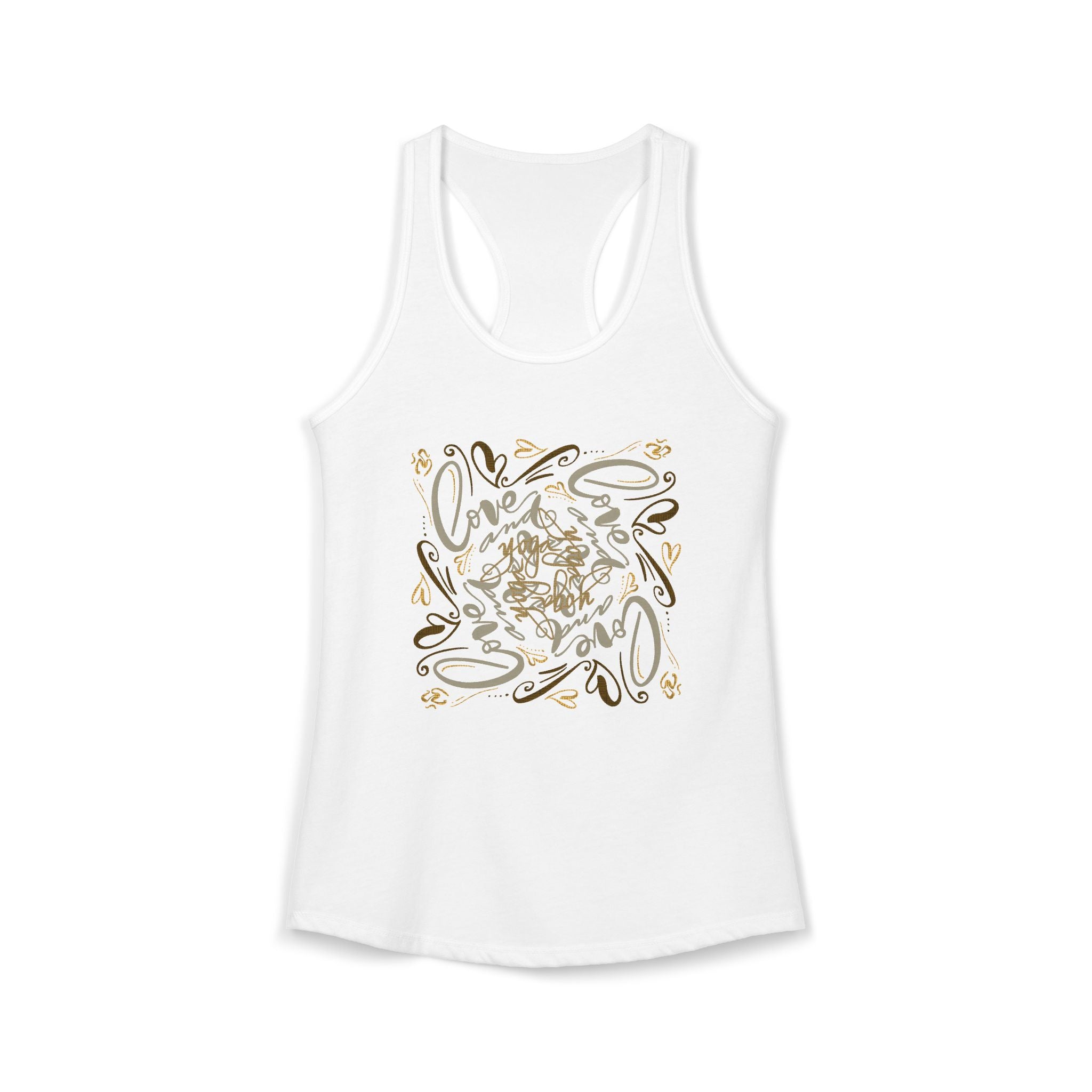 Love & Yoga Hand-Drawn Calligraphy Racerback Tank