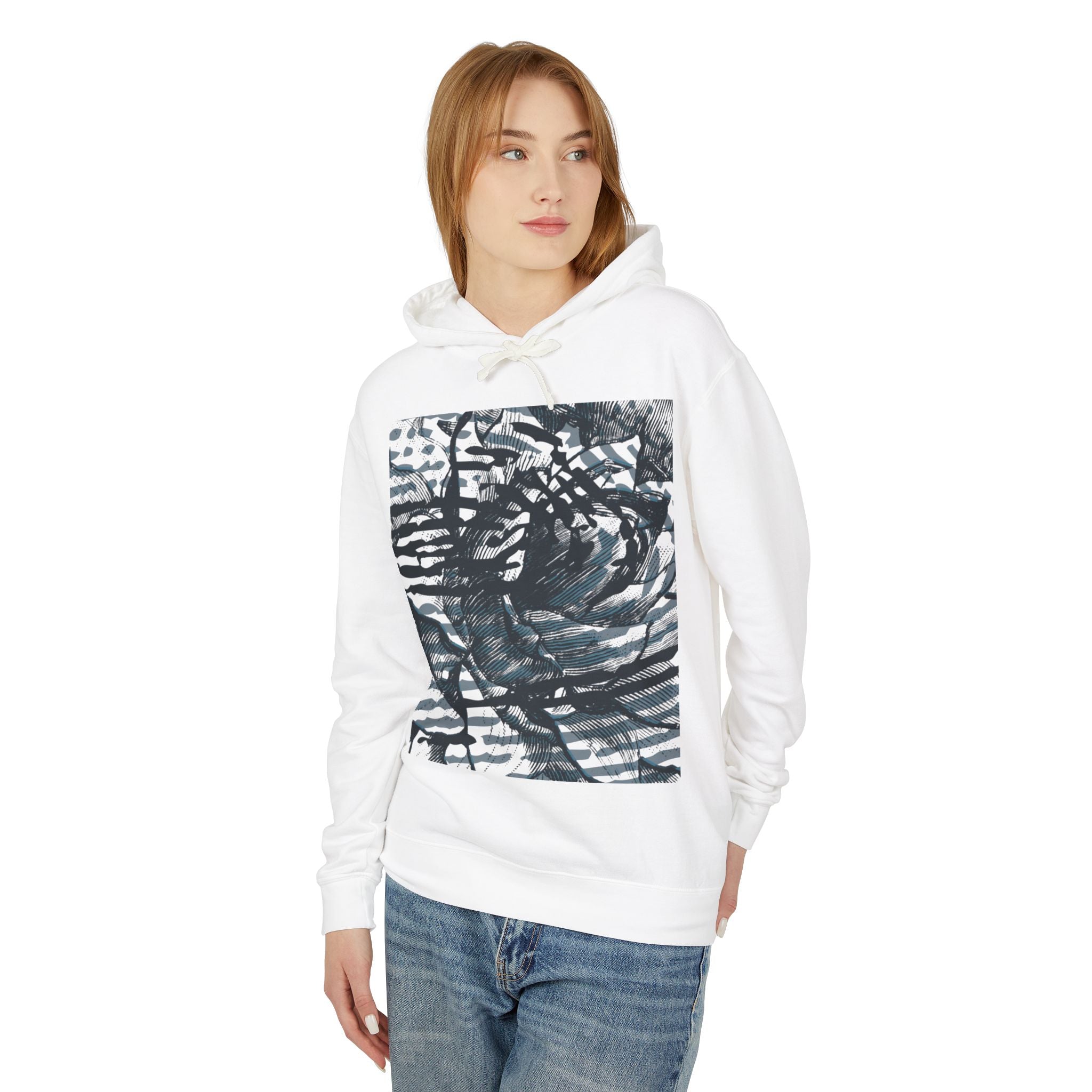 Unisex Lightweight Hooded Sweatshirt with Abstract Art Design