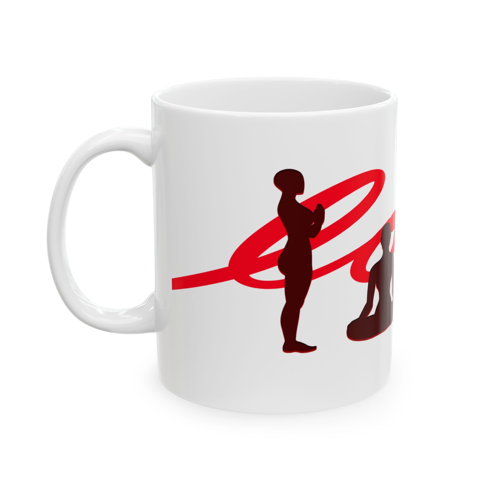 Yoga Love Ceramic Mug — Red Script Mindfulness Coffee Cup (11oz)