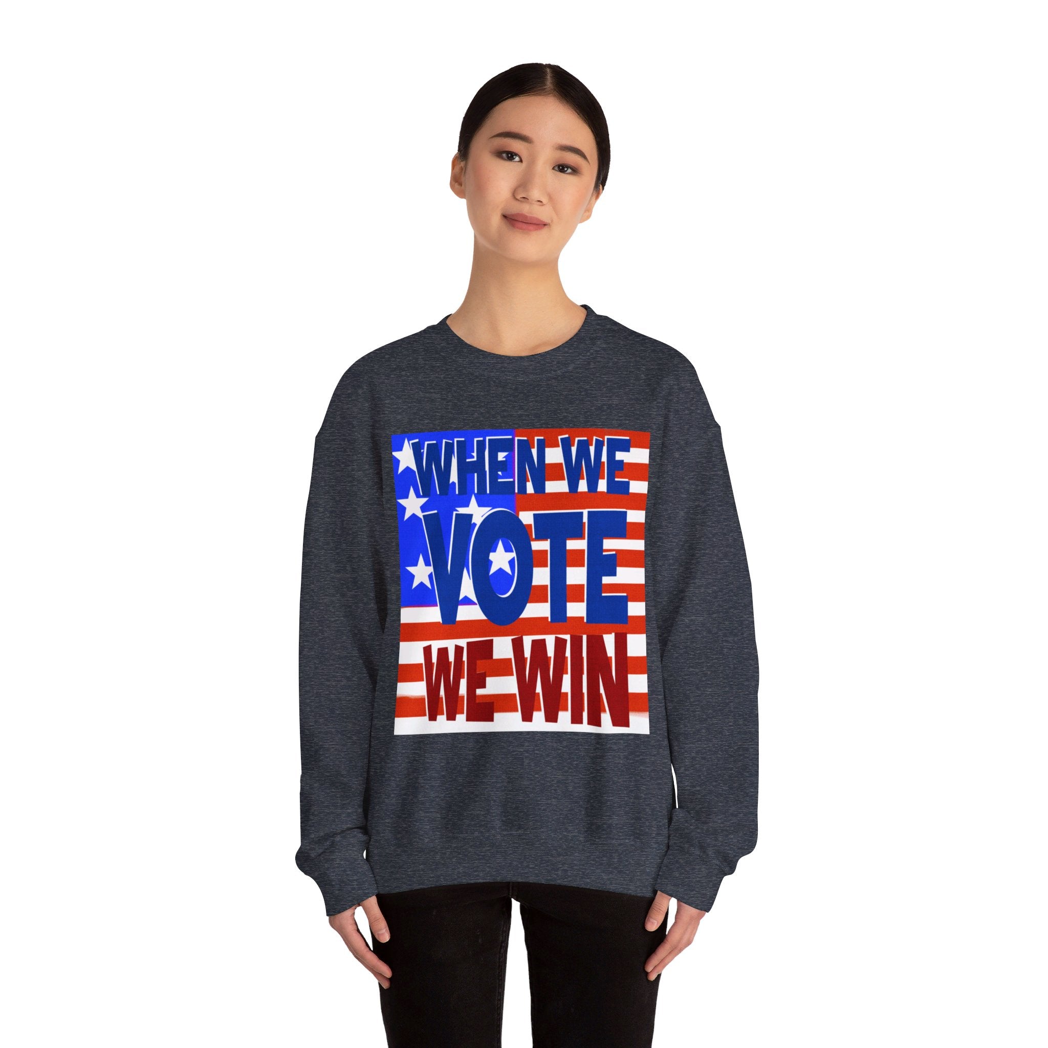 WHEN WE VOTE WE WIN Unisex Heavy Blend™ Crewneck Sweatshirt