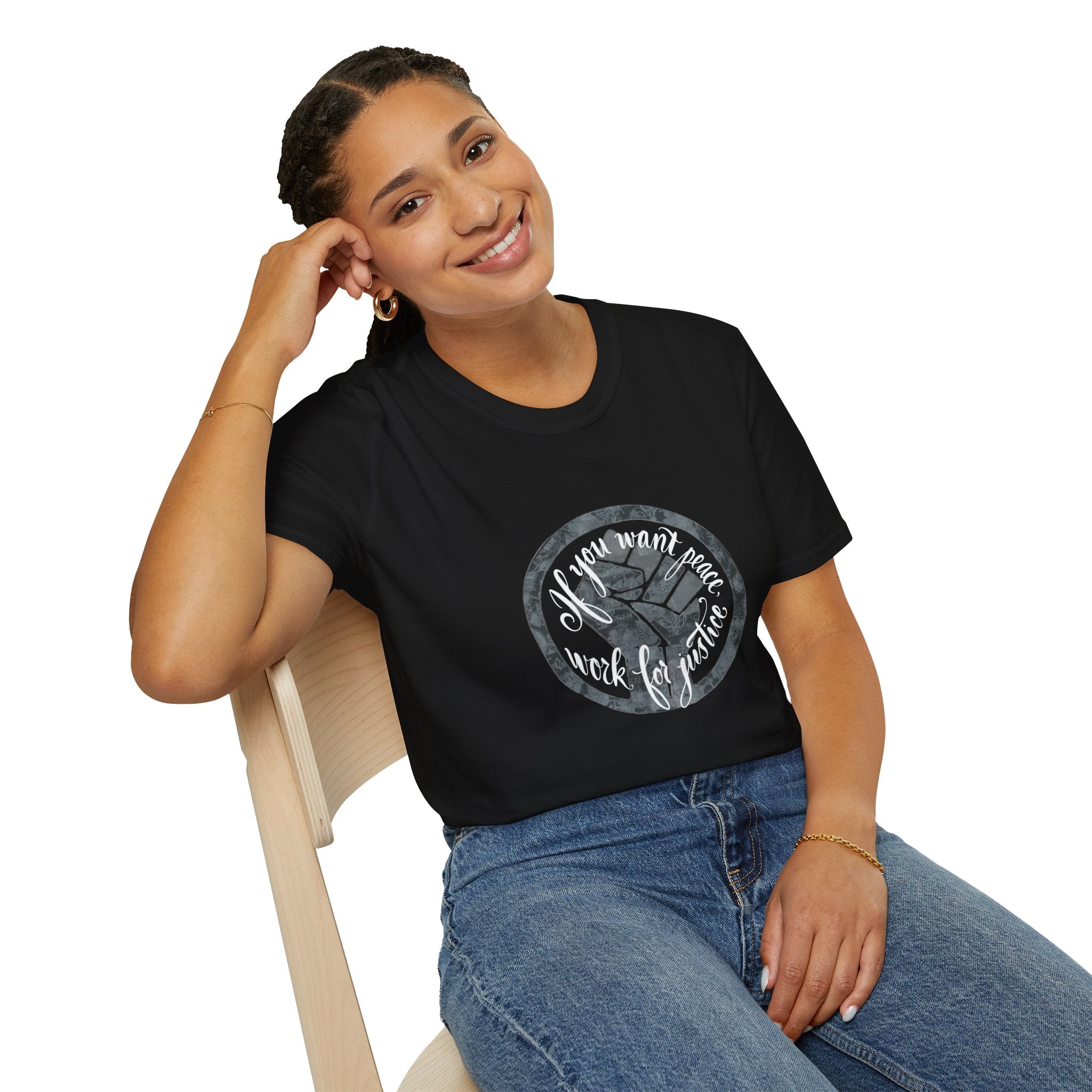 Peace and Justice T-Shirt — hand-drawn Tee