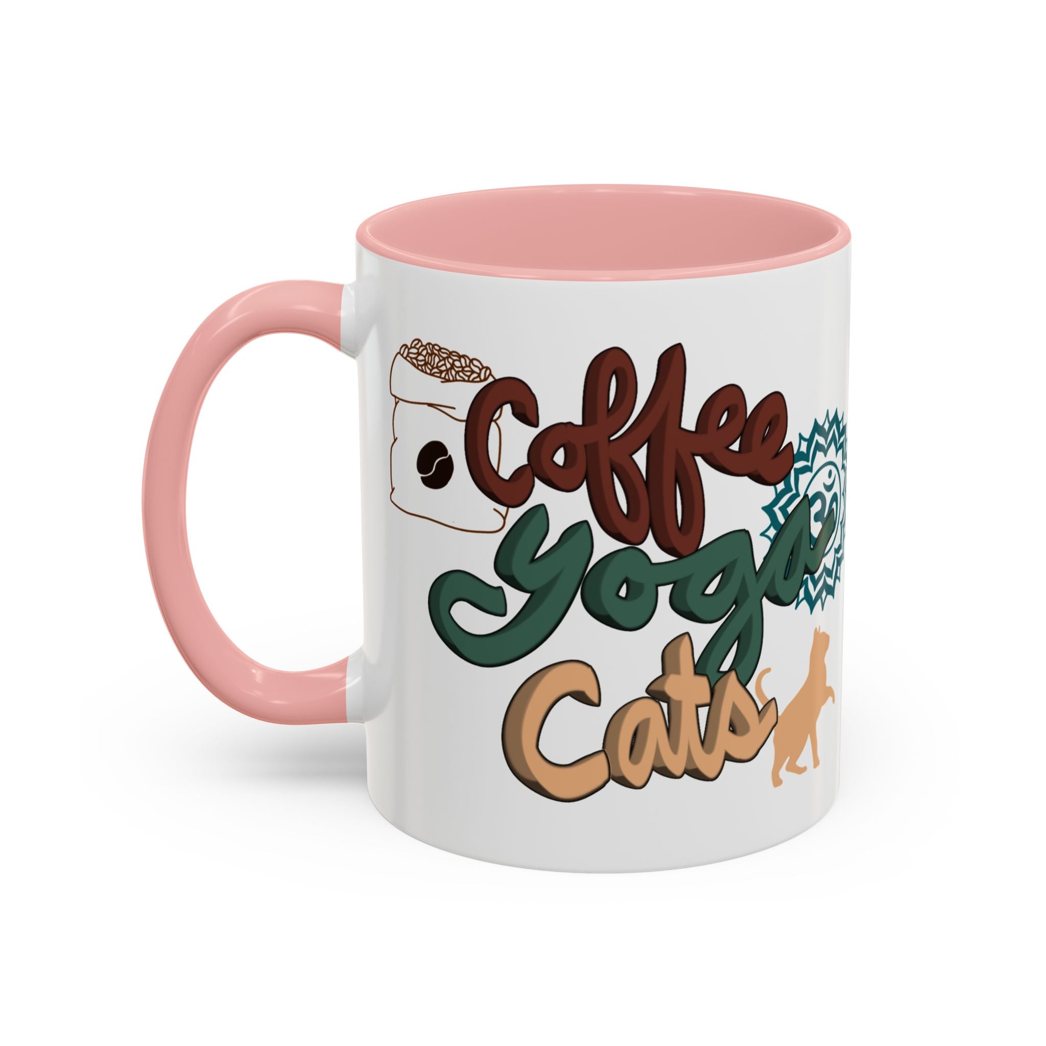 COFFEE YOGA CATS Accent Coffee Mug (11 oz)