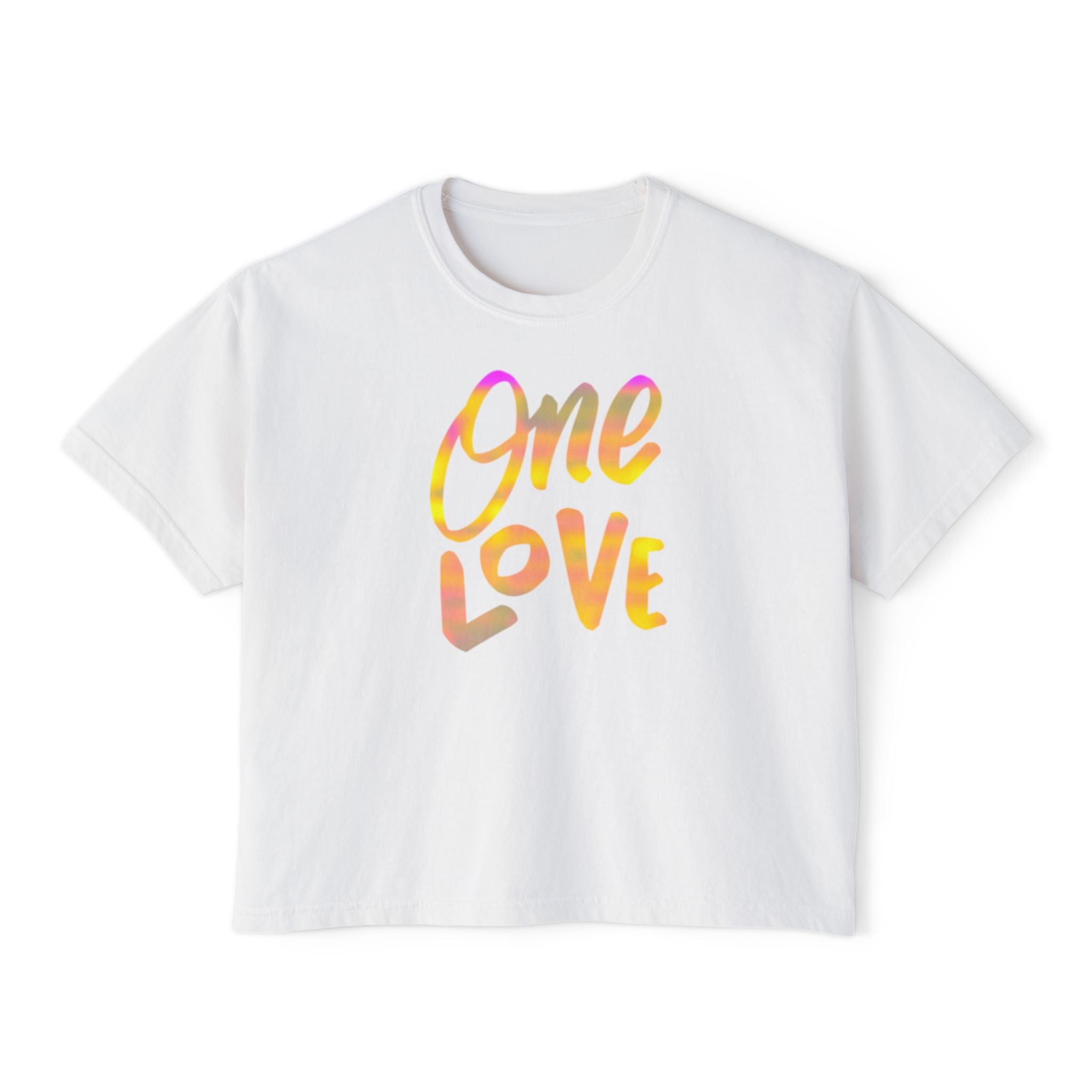 One Love Boxy Tee — Women's Crop Graphic T-Shirt
