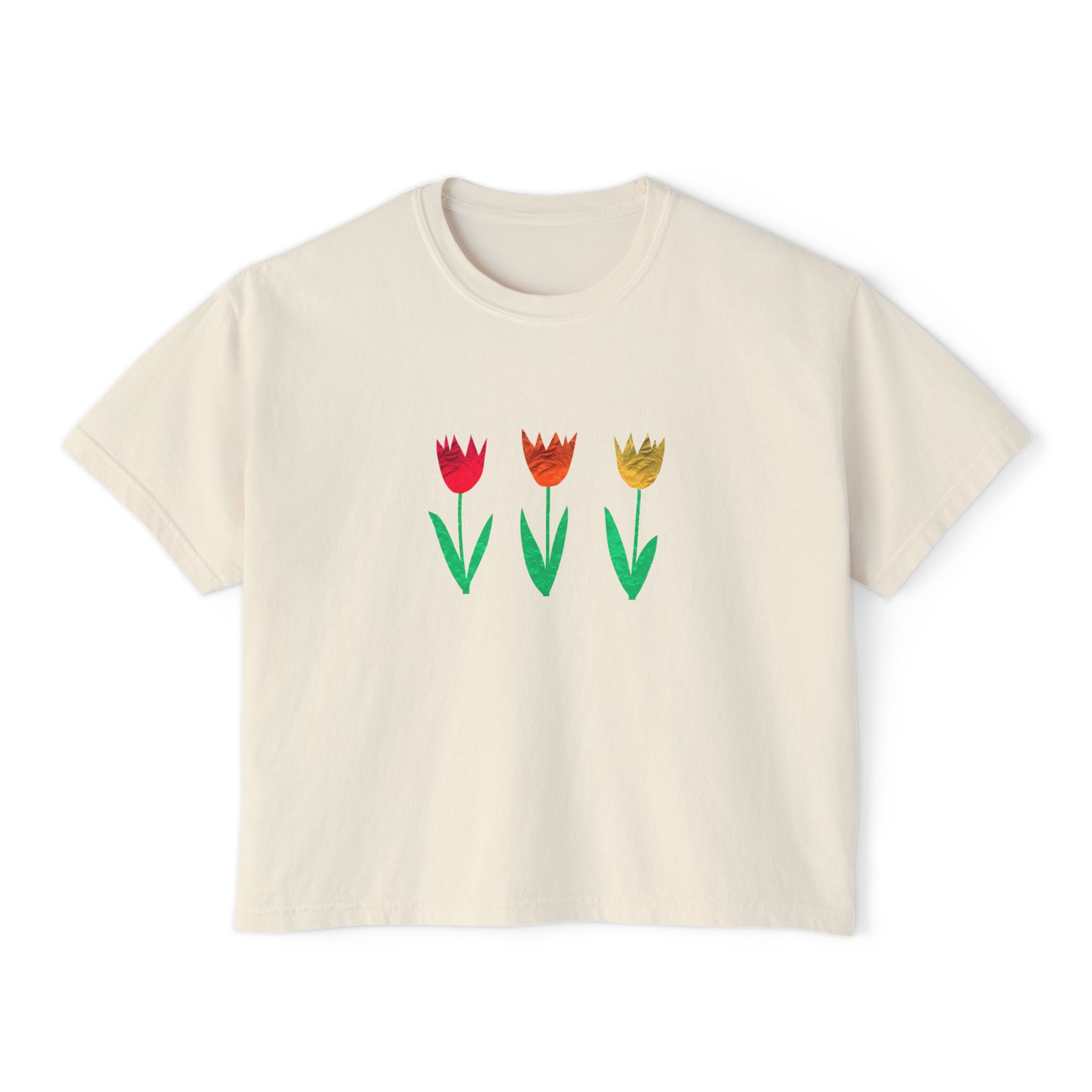 Floral Women's Boxy Tee, Casual Spring T-Shirt, Gifts for Her, Everyday Wear, Graphic Tee for Plant Lovers, Mother's Day Gift