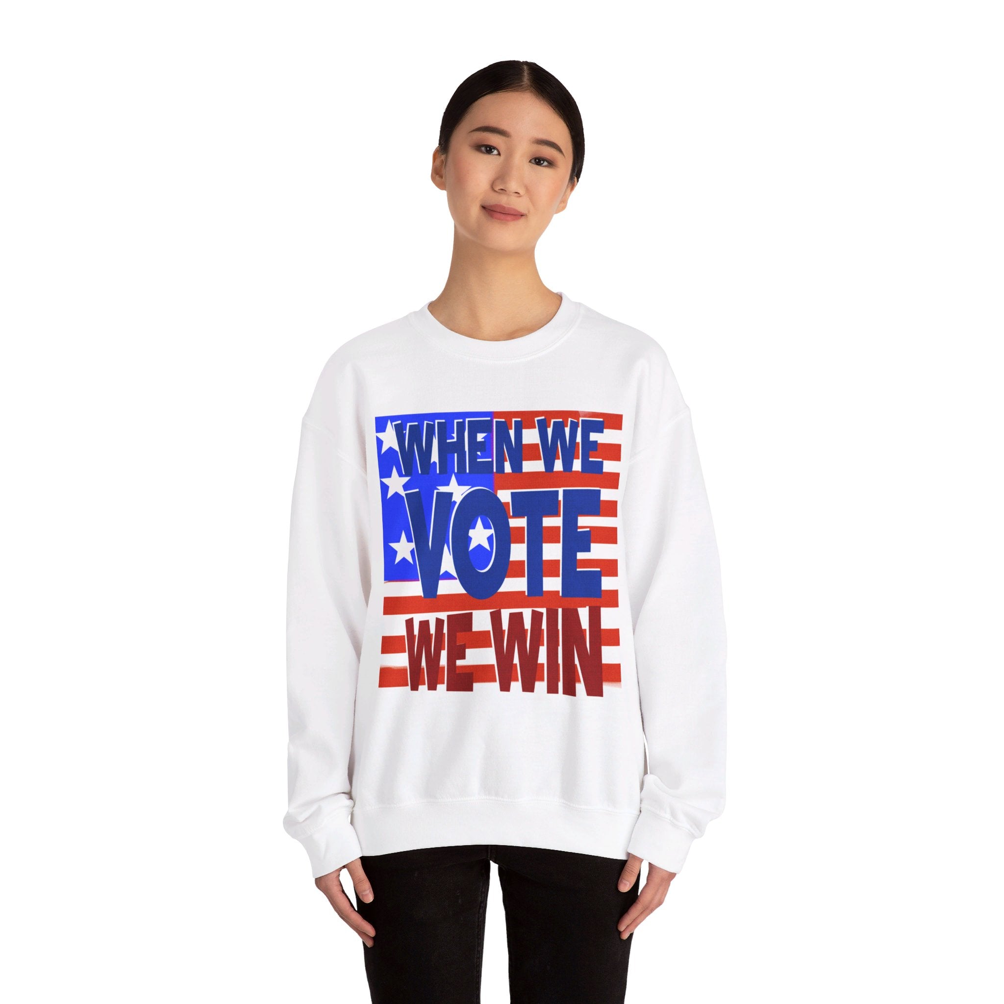 WHEN WE VOTE WE WIN Unisex Heavy Blend™ Crewneck Sweatshirt