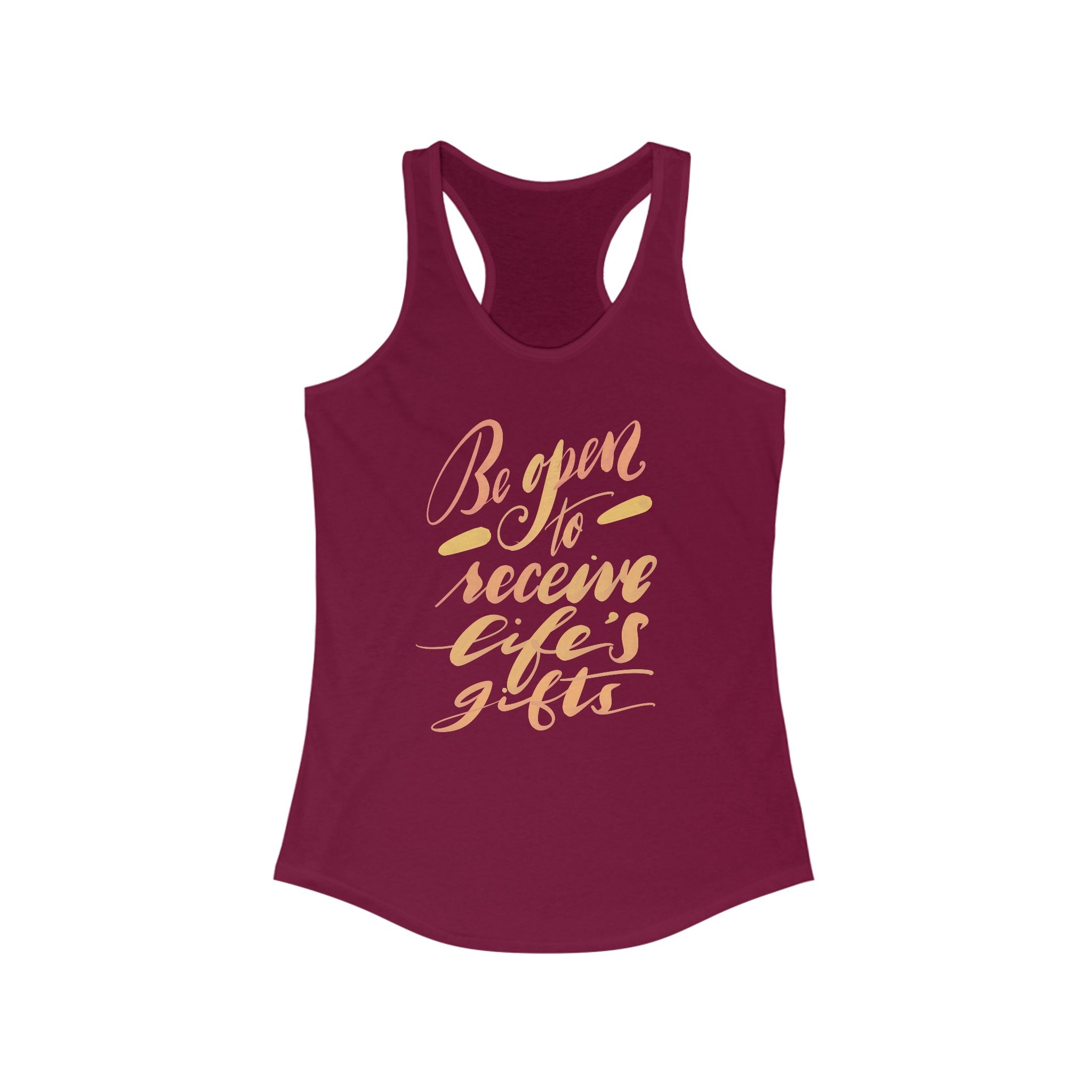 Be Open to Receive Life's Gifts Tank Top | Motivational Women's Racerback | Inspirational Workout Tee, Summer Layer, Gift for Her