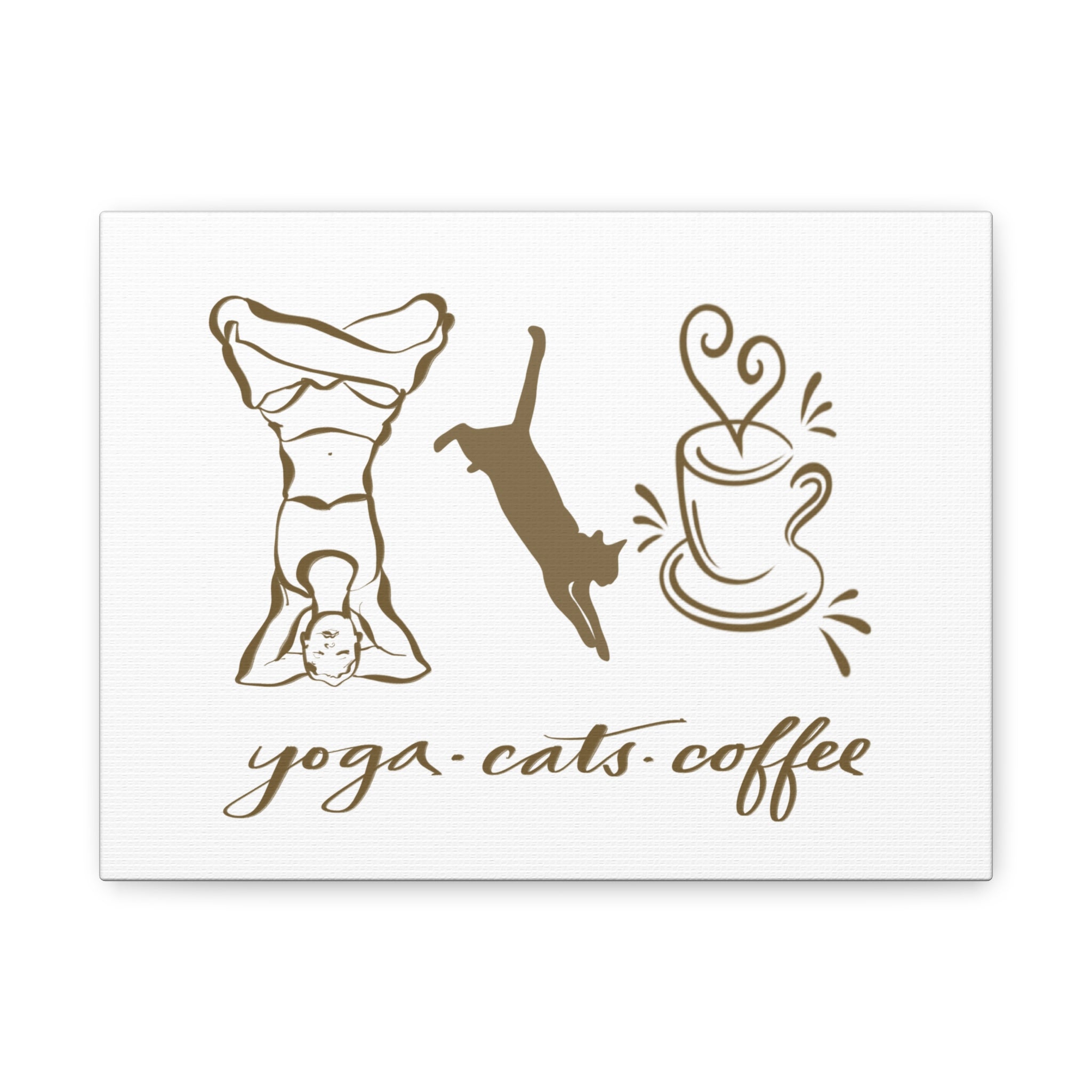Yoga Cats Coffee Canvas Wall Art, Perfect Gift for Cat Lovers, Yoga Enthusiasts, Coffee Addicts, Home Decor