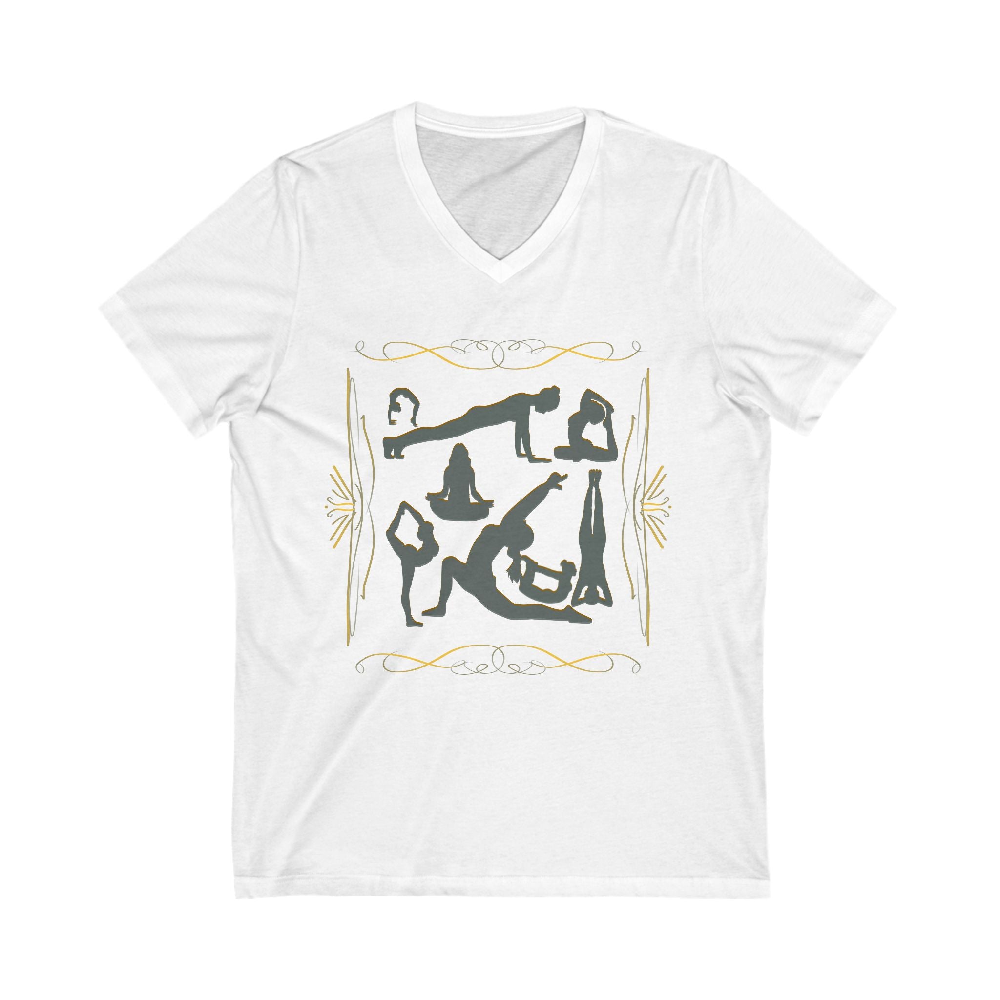 Yoga Pose V-Neck Tee - Short Sleeve Shirt for Mindfulness and Wellness