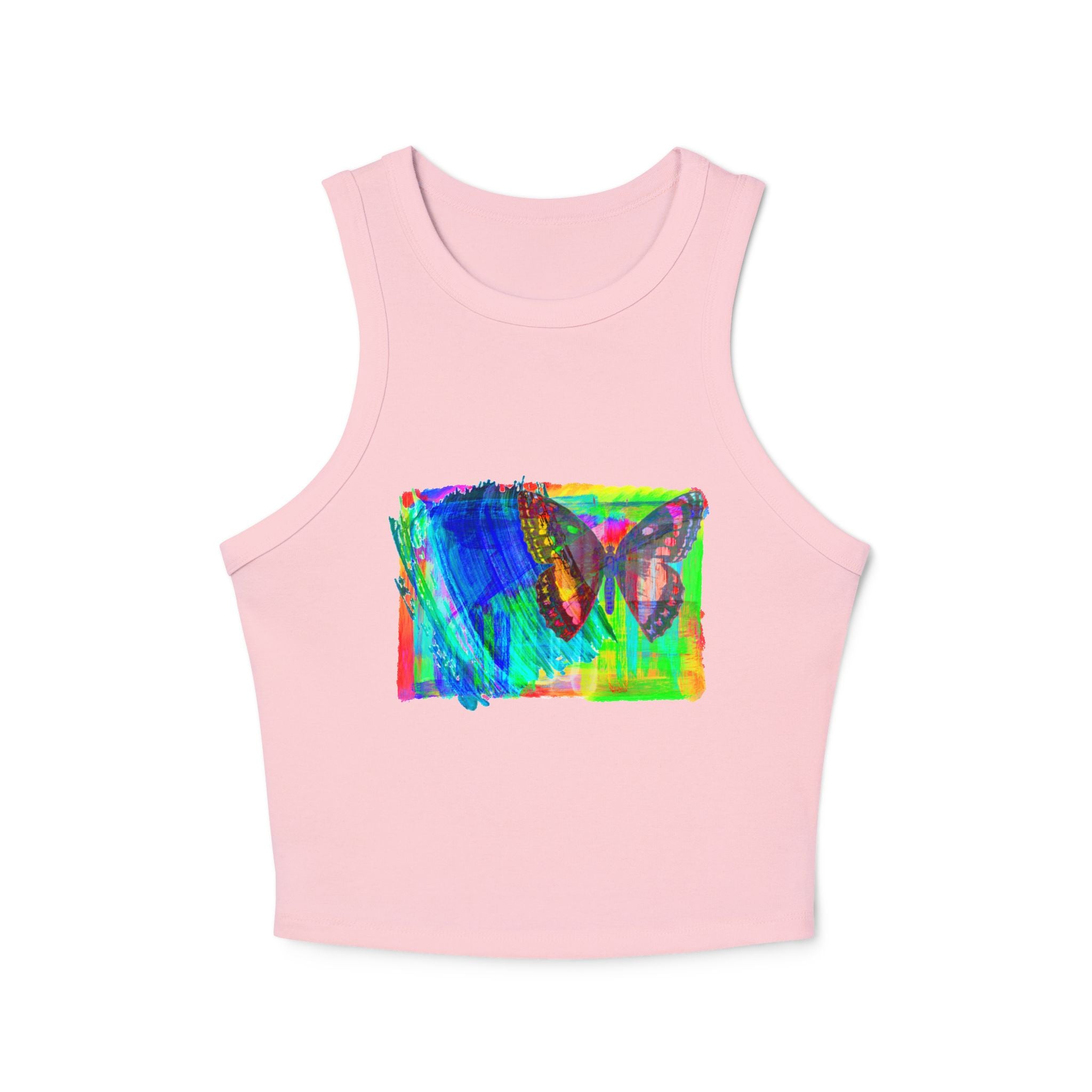 Vibrant Butterfly Racer Tank Top | Women's Summer Top, Festival Wear, Outdoor Activity, Gym Apparel, Boho Style