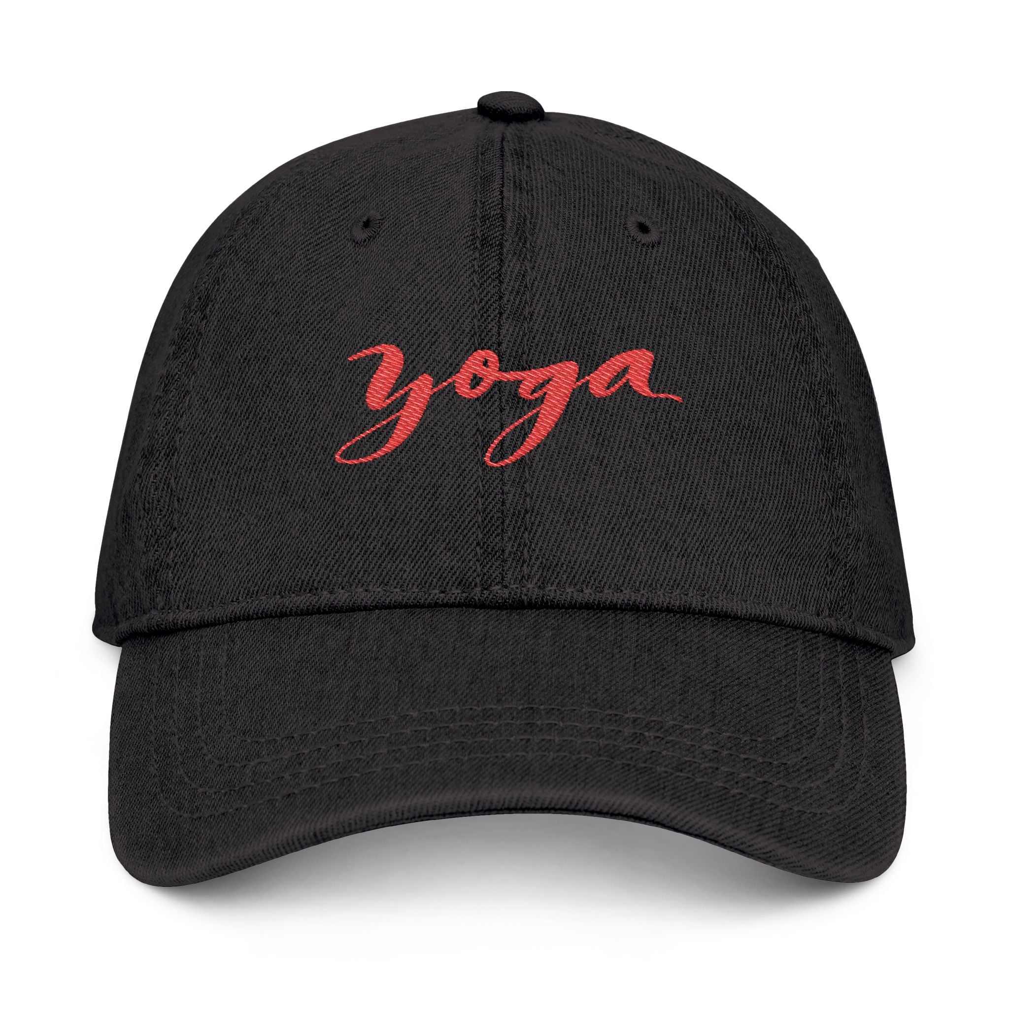 Yoga Embroidered Denim Hat - Stylish Cap for Wellness Enthusiasts