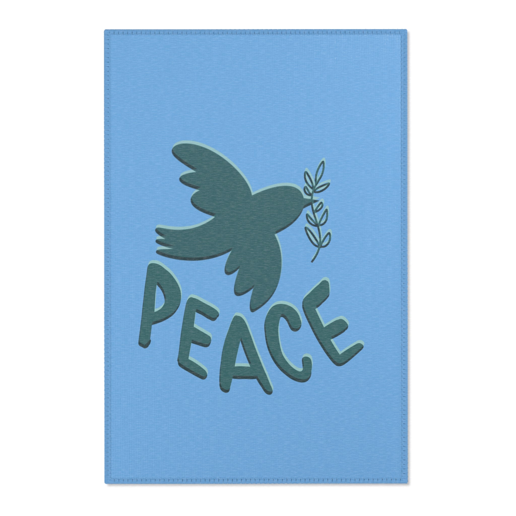 Peace Dove Area Rug — Green Olive Bird & Olive Branch Accent Mat