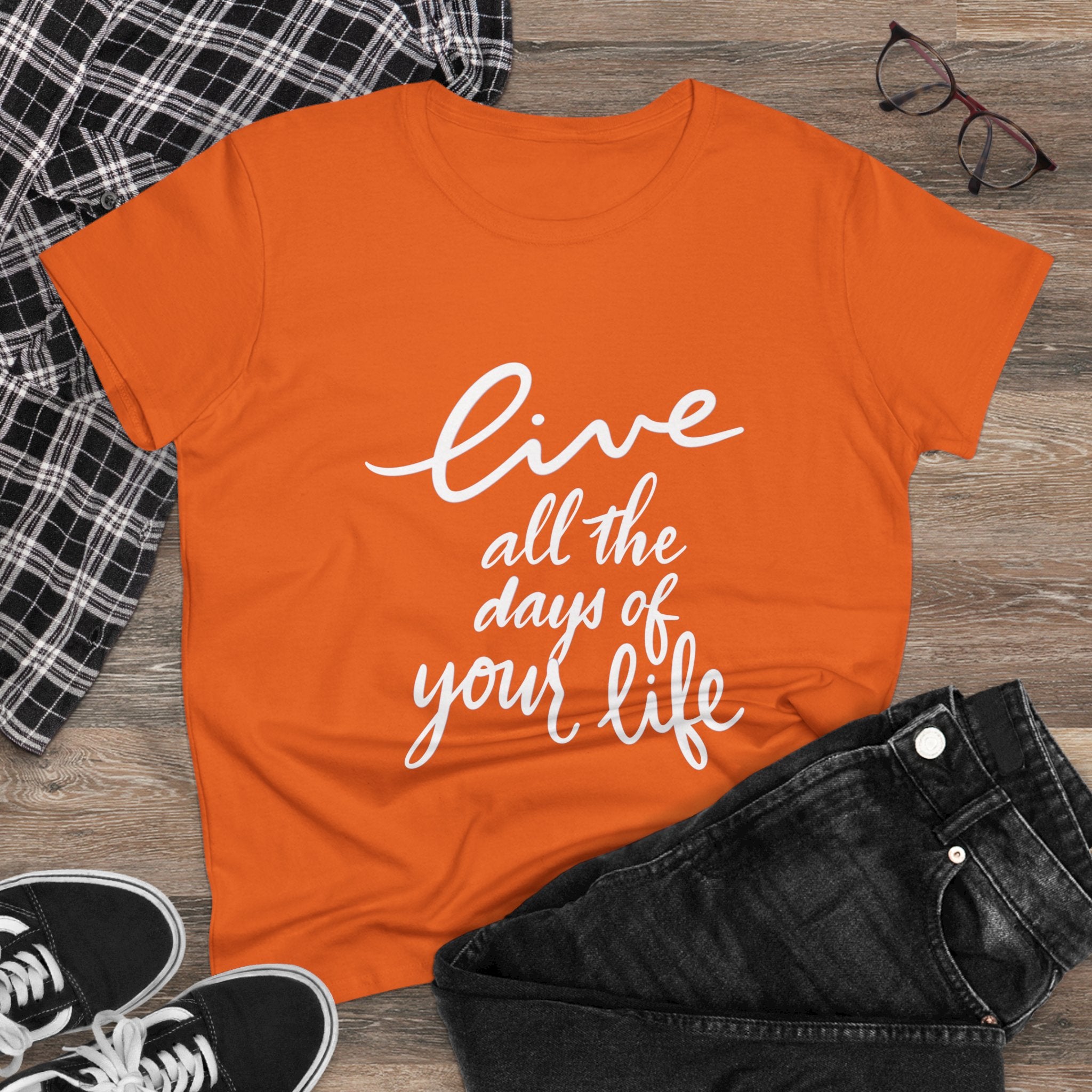 Inspirational Women's Cotton Tee - "Live All the Days of Your Life"