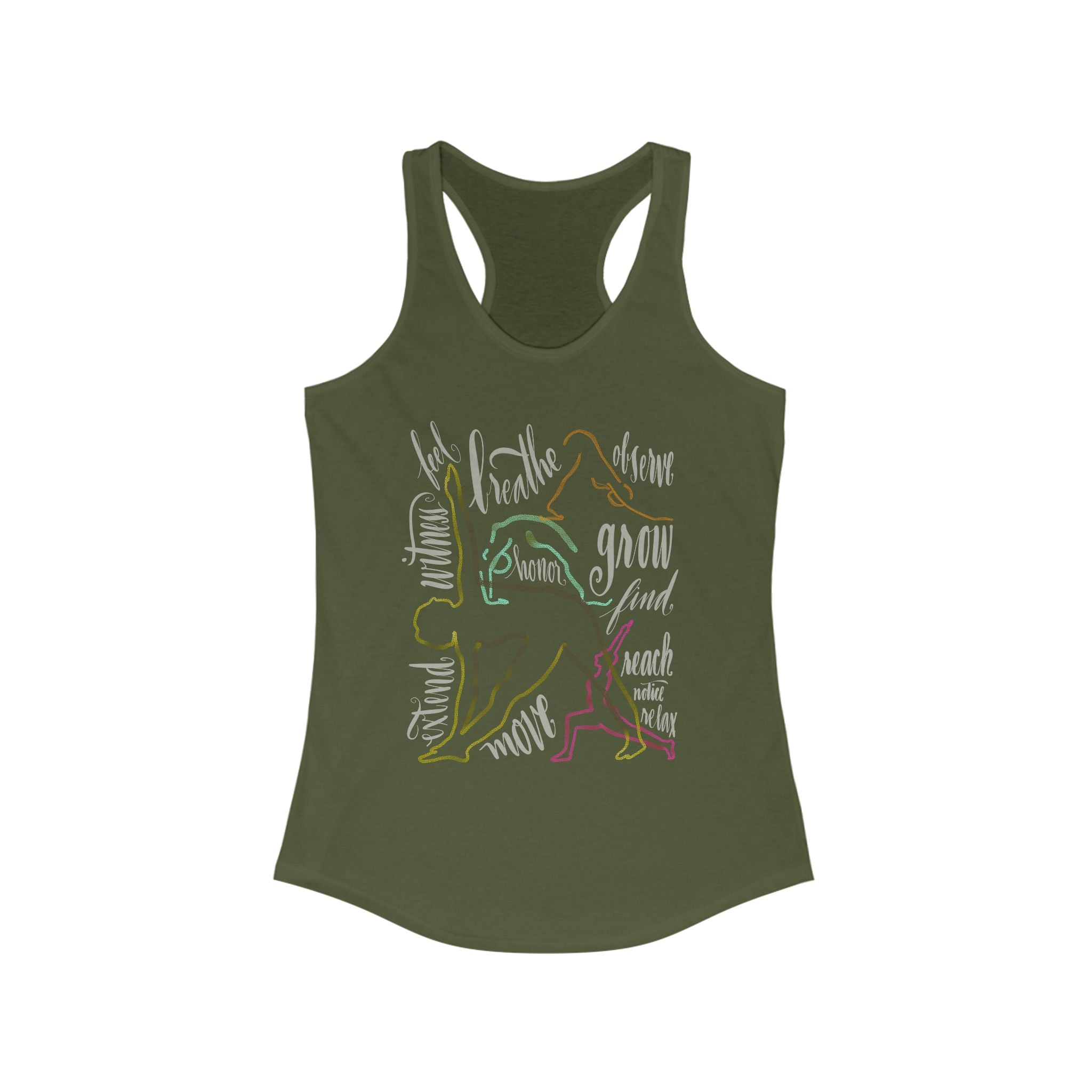 Colorful Yoga Pose Racerback Tank, Ideal for Fitness, Workout Shirt, Activewear, Summer Top, Gift for Yoga Lovers