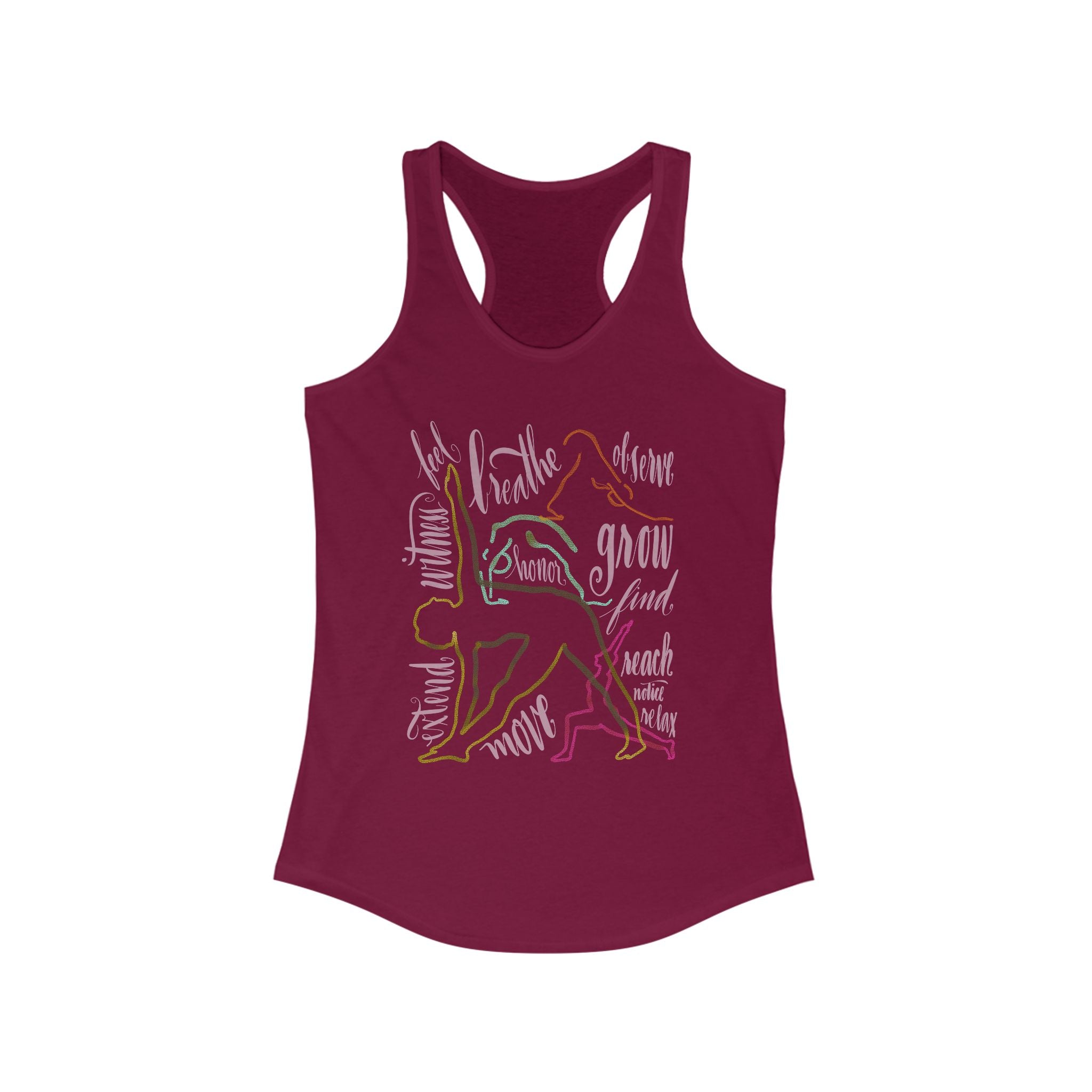 Colorful Yoga Pose Racerback Tank, Ideal for Fitness, Workout Shirt, Activewear, Summer Top, Gift for Yoga Lovers