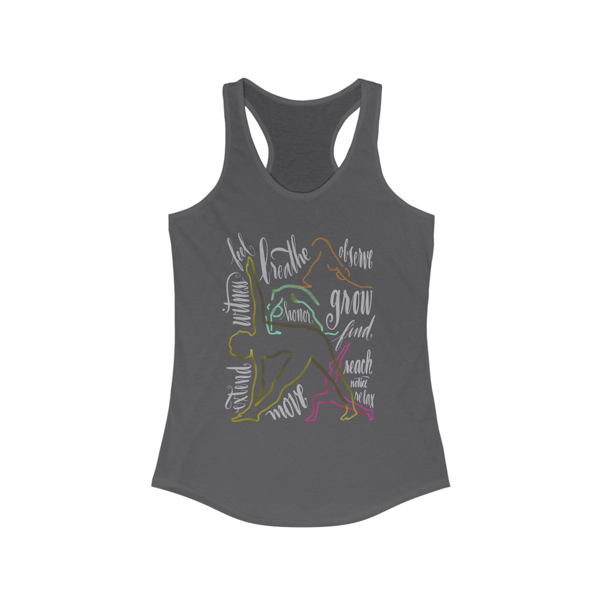 Colorful Yoga Pose Racerback Tank, Ideal for Fitness, Workout Shirt, Activewear, Summer Top, Gift for Yoga Lovers