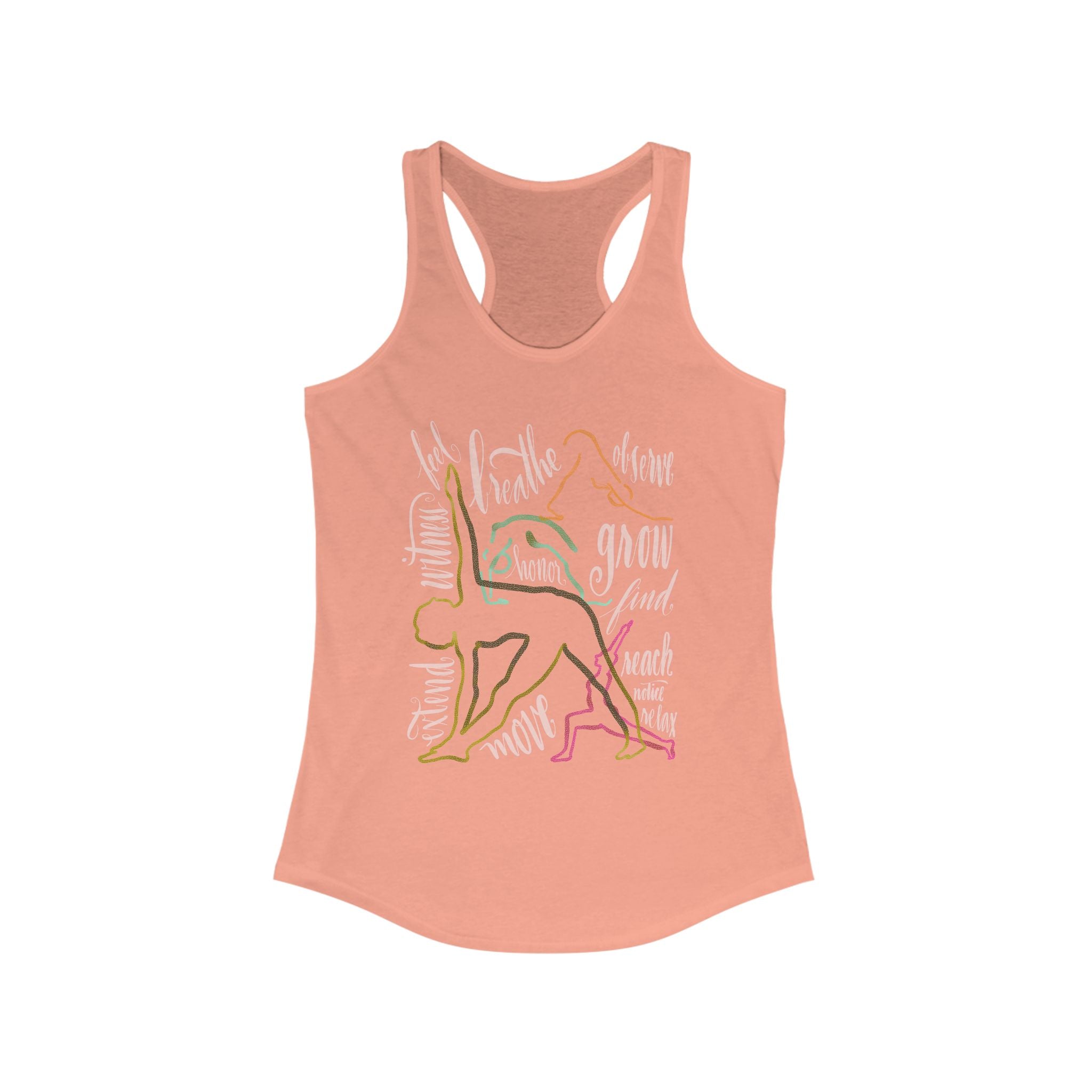 Colorful Yoga Pose Racerback Tank, Ideal for Fitness, Workout Shirt, Activewear, Summer Top, Gift for Yoga Lovers