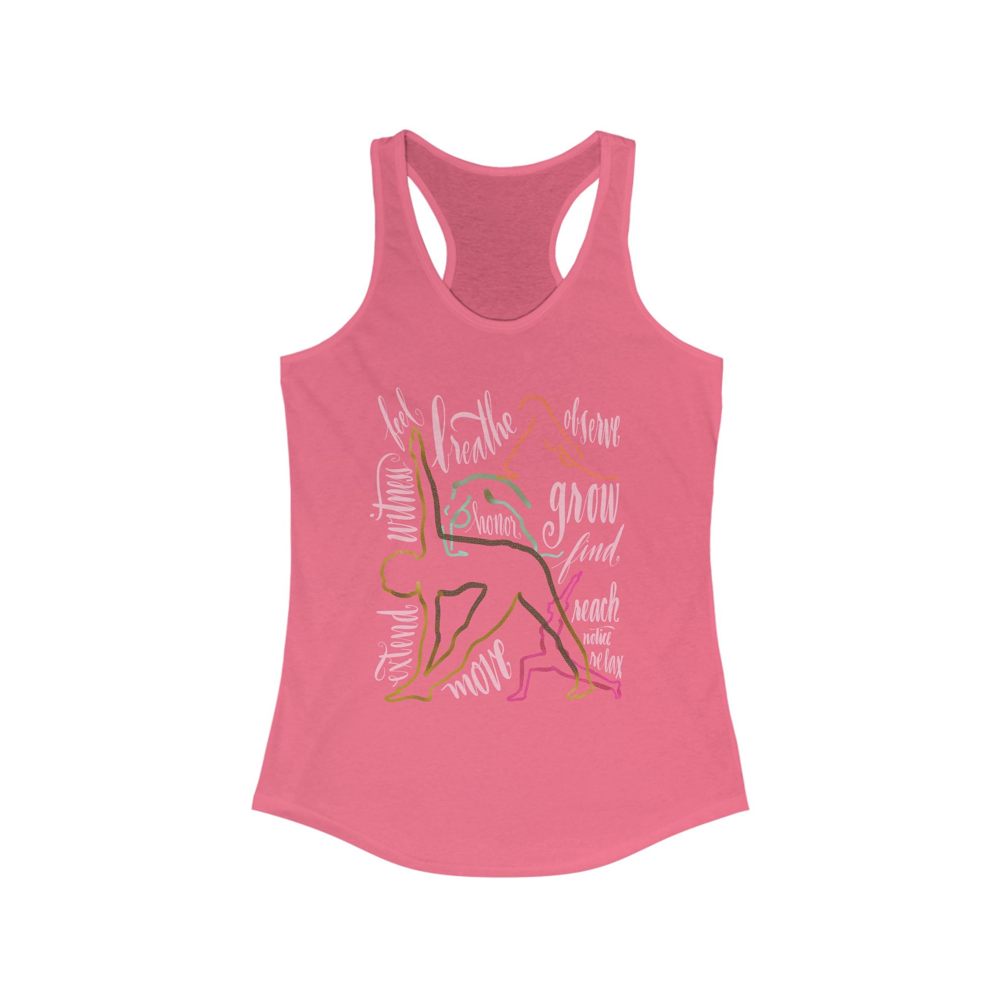 Colorful Yoga Pose Racerback Tank, Ideal for Fitness, Workout Shirt, Activewear, Summer Top, Gift for Yoga Lovers