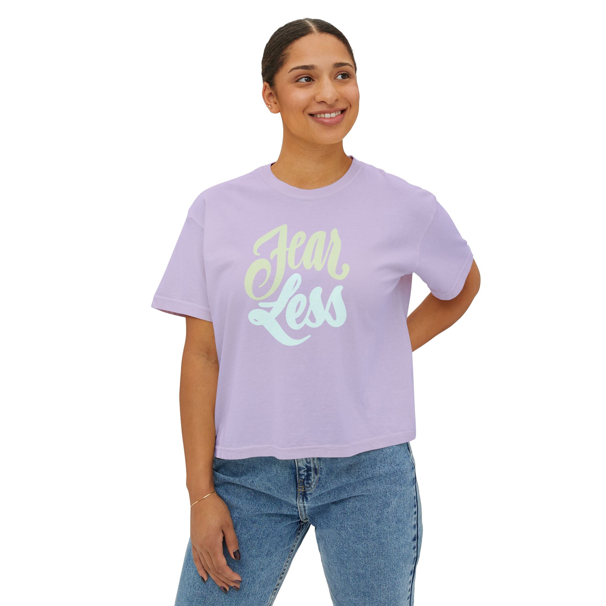 Fear Less Women's Boxy Tee - Comfortable & Empowering Casual Top