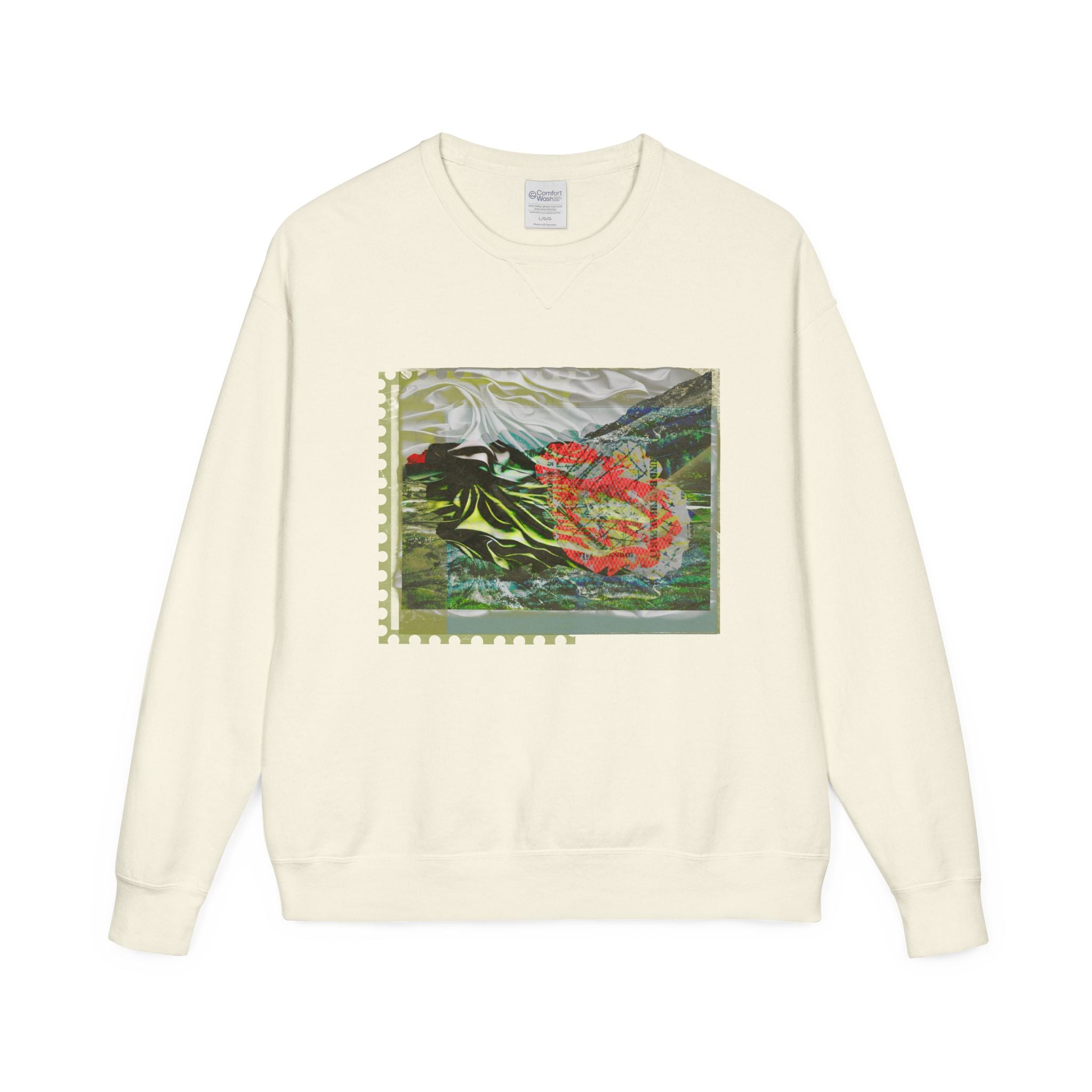 Artistic Print ComfortWash Sweatshirt, Cozy Unisex Crewneck, Unique Gift for Him/Her, Casual Layering for All Seasons, Perfect for Holidays