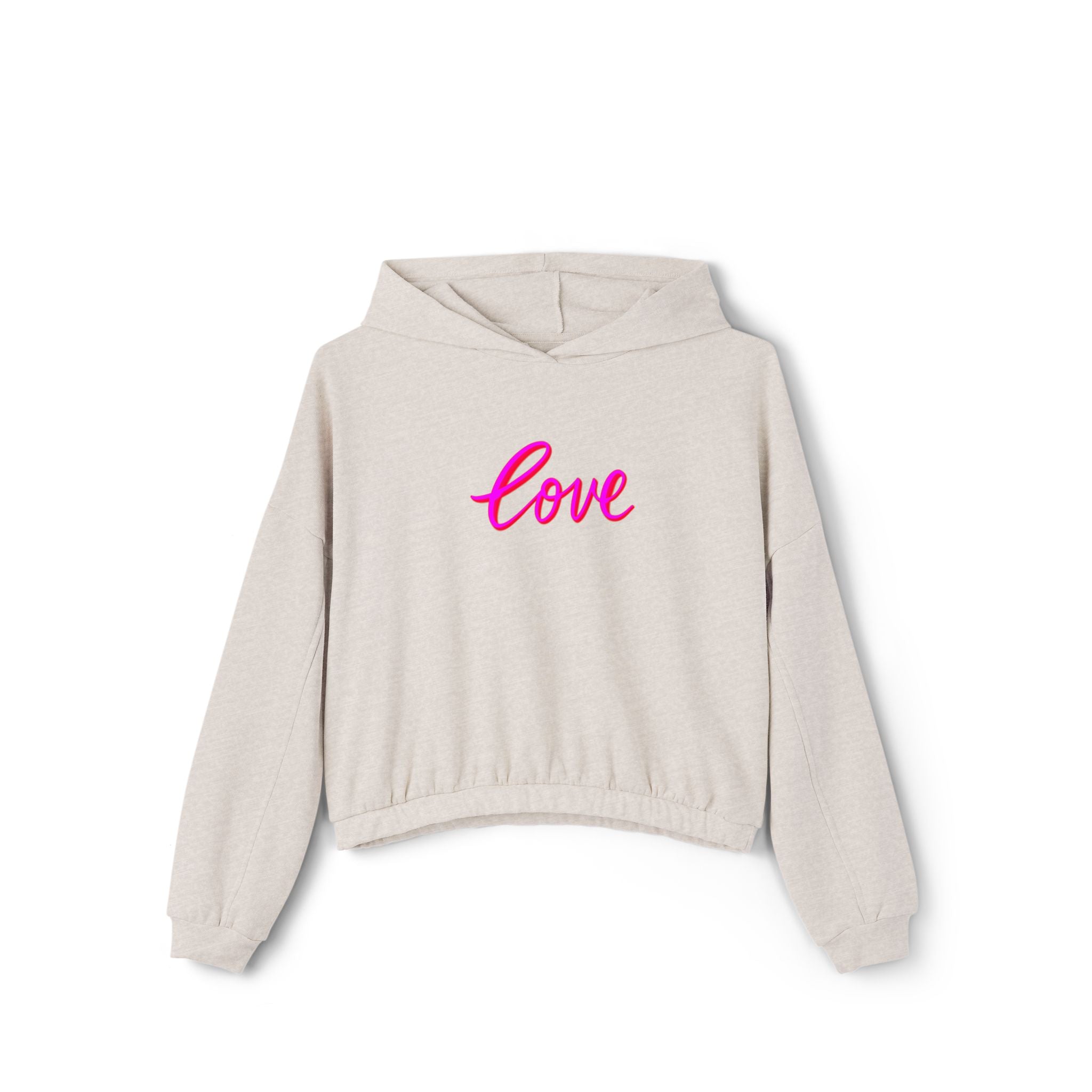 Women's Love Cinched Bottom Hoodie, Cute Lounge Wear, Everyday Comfort