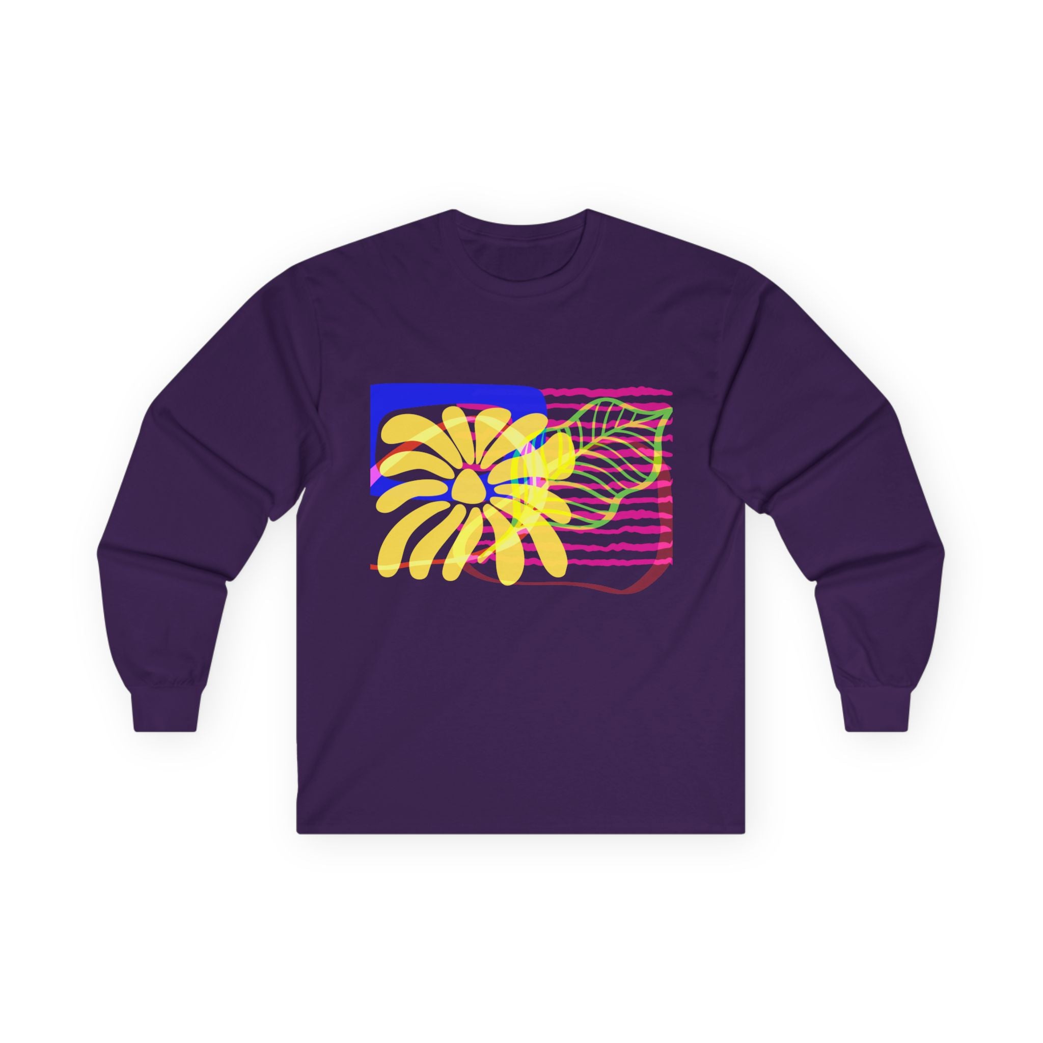 Vibrant Tropical Print Long Sleeve Tee - Perfect for Summer & Beach Vibes