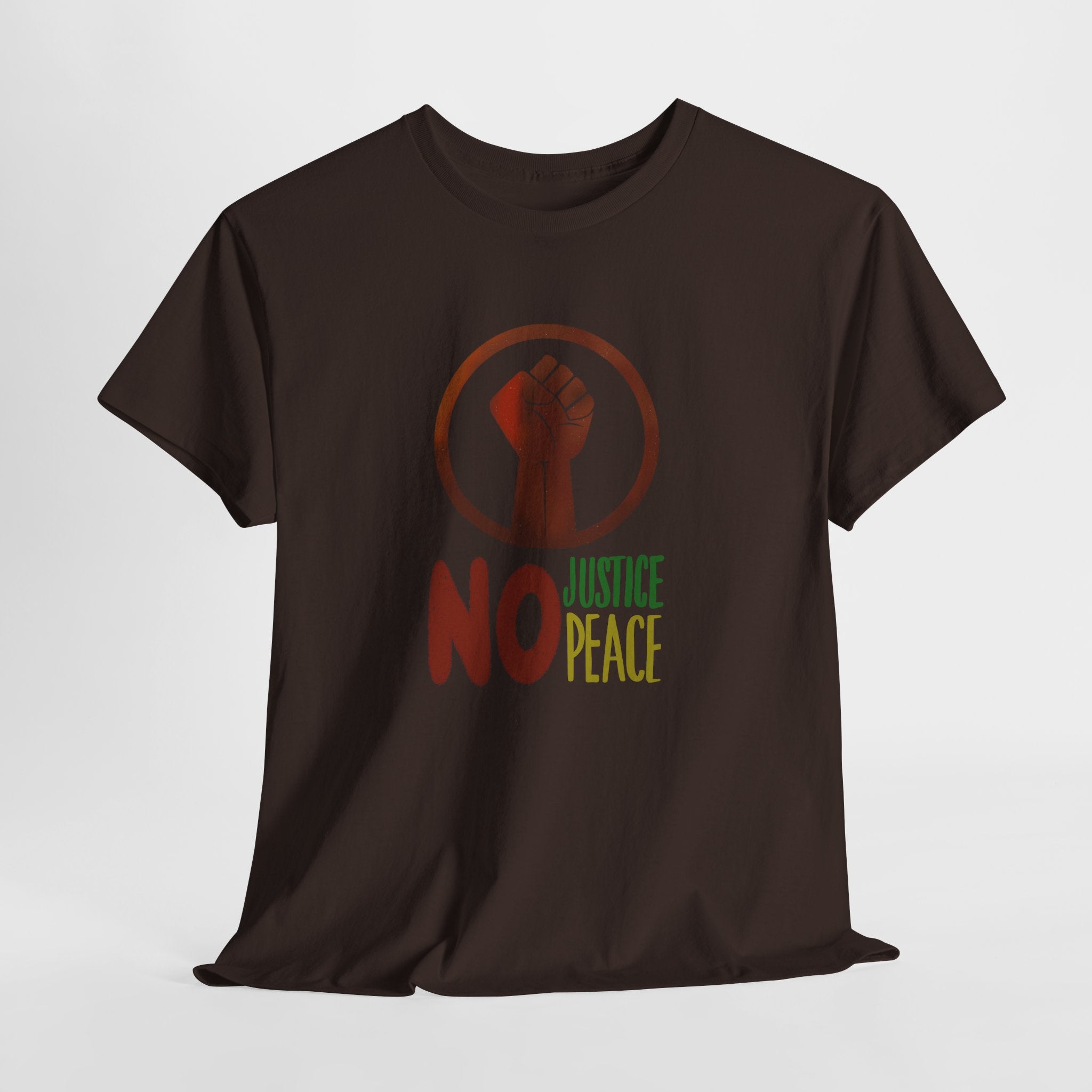 No Justice No Peace T-Shirt — Hand-drawn Raised Fist Protest Tee