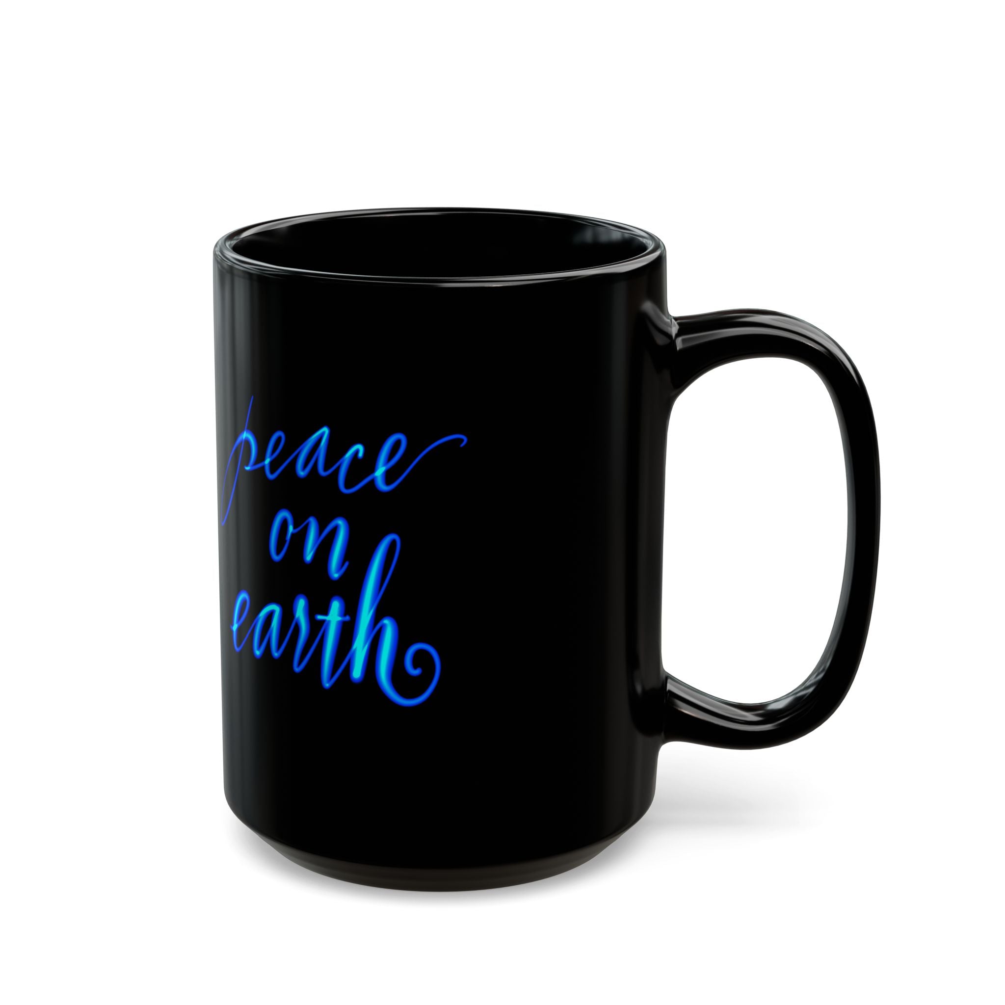 PEACE ON EARTH LARGE Black Mug (15oz)