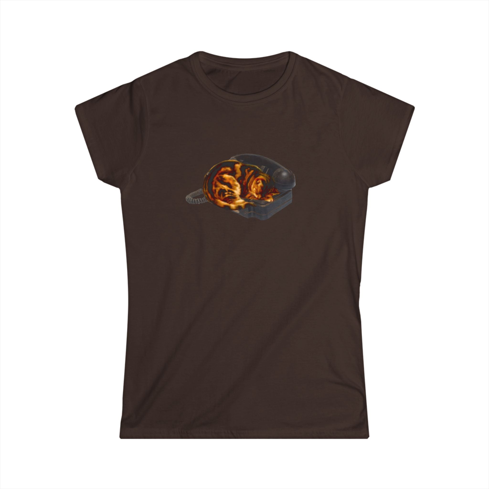 Cat on a Phone Women's Softstyle Tee - Perfect for Cat Lovers, Gift for Birthdays, Casual Wear, Unique Animal Tees, Funny Cat T-Shirt