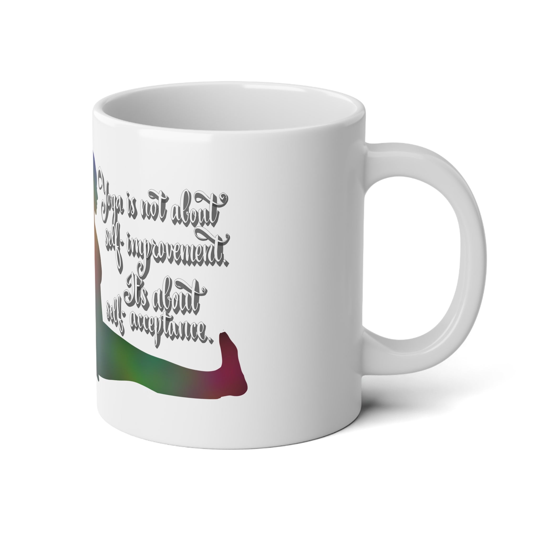 Yoga Lover 20oz Jumbo Mug – hand drawn and hand-written Inspirational Self-Care Quote