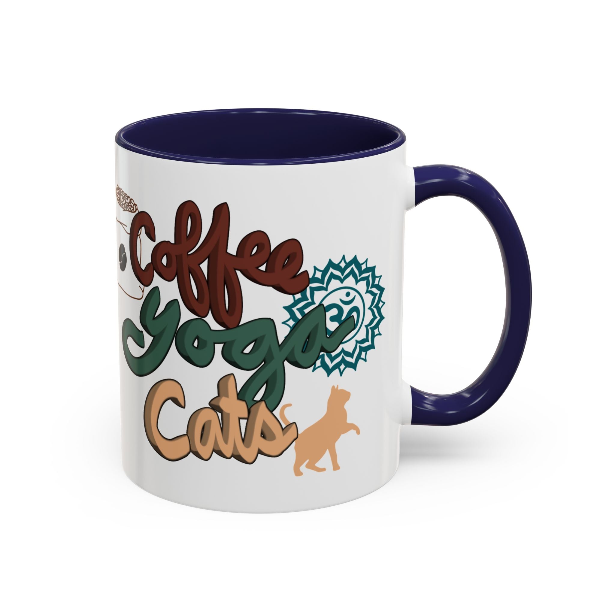 COFFEE YOGA CATS Accent Coffee Mug (11 oz)