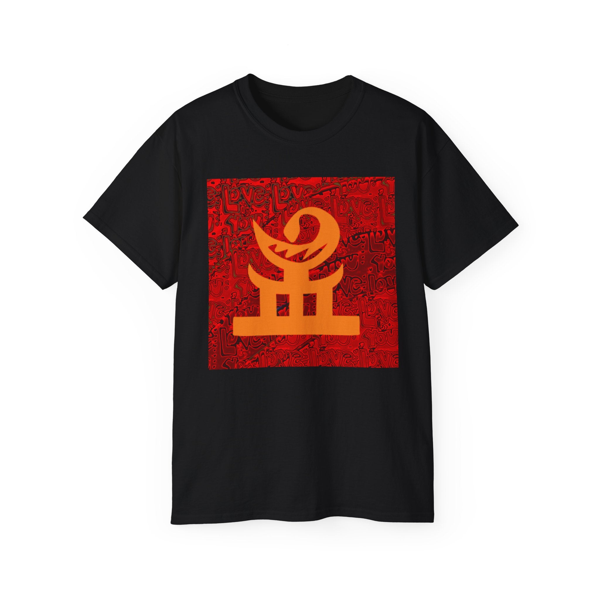 Adinkra Cotton Tee - Vibrant Red & Orange Design