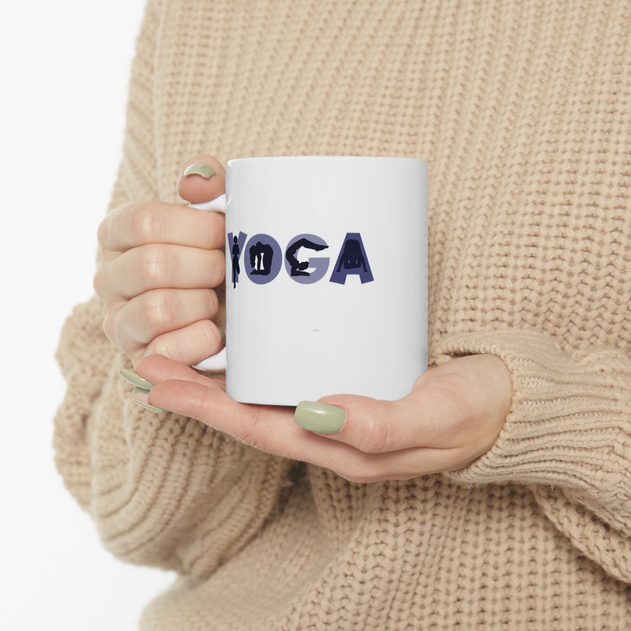 Yoga Asana Ceramic Mug — Hand-Drawn Pose Design (11oz)