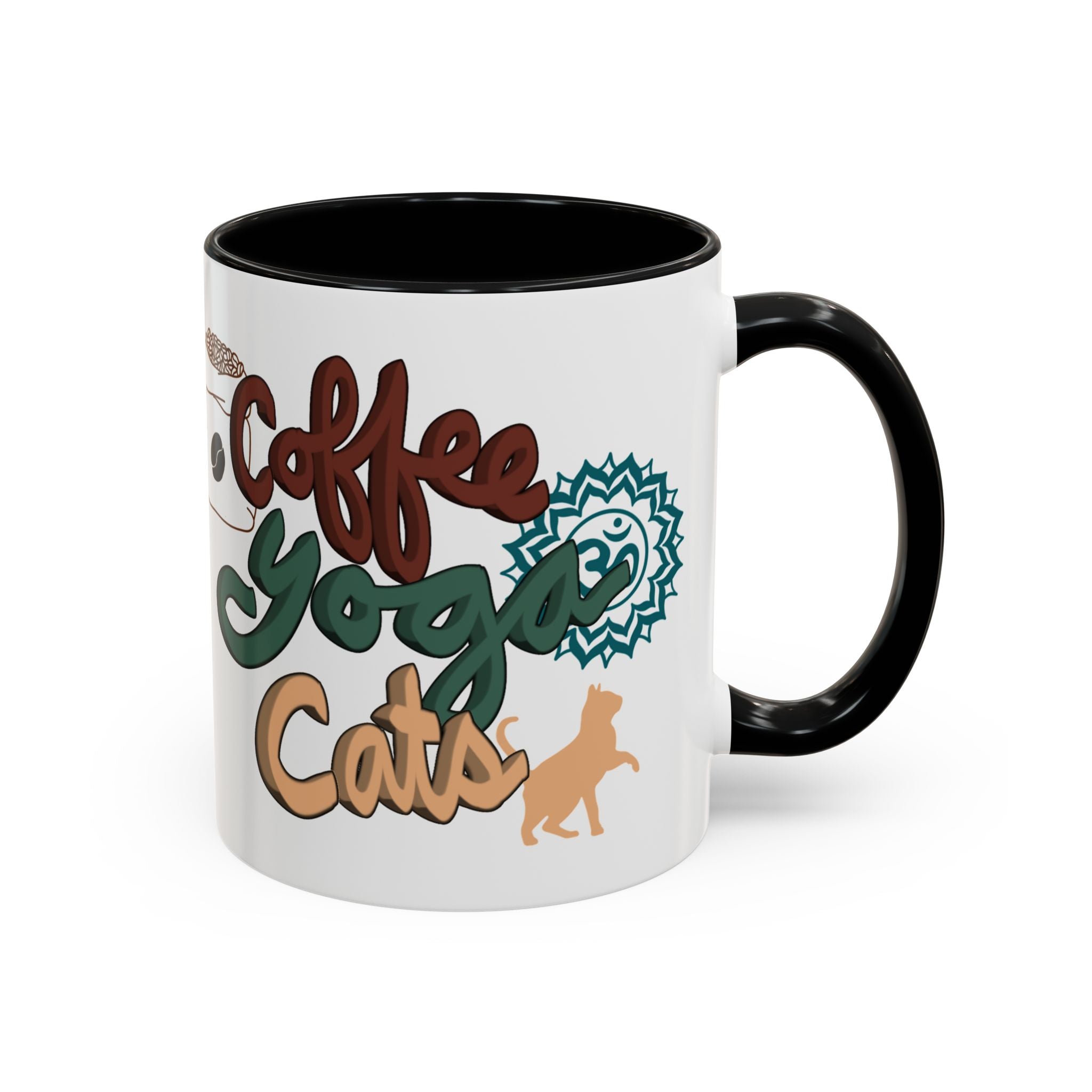 COFFEE YOGA CATS Accent Coffee Mug (11 oz)