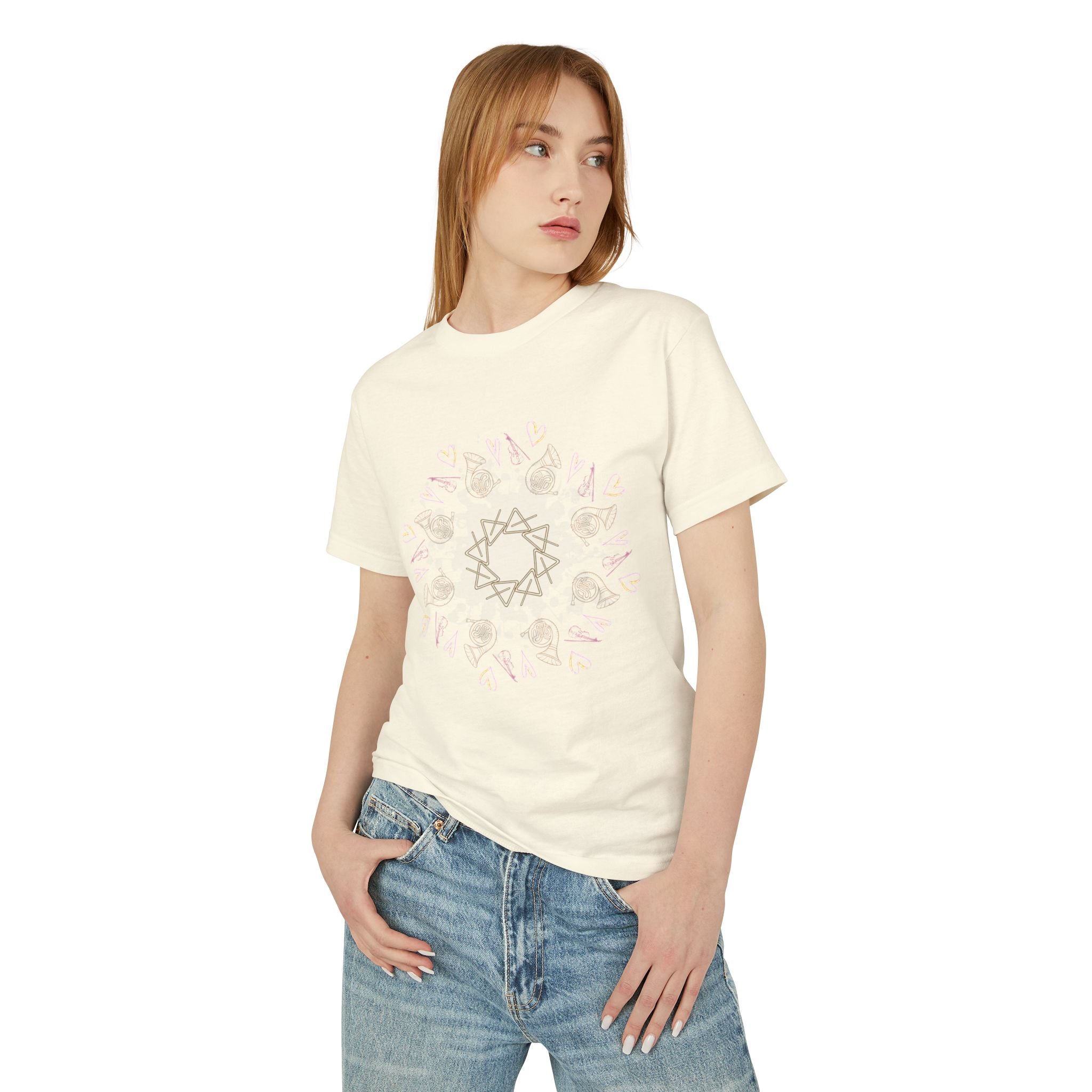 Cotton Tee - Musical Mandala Design for Mindfulness & Relaxation