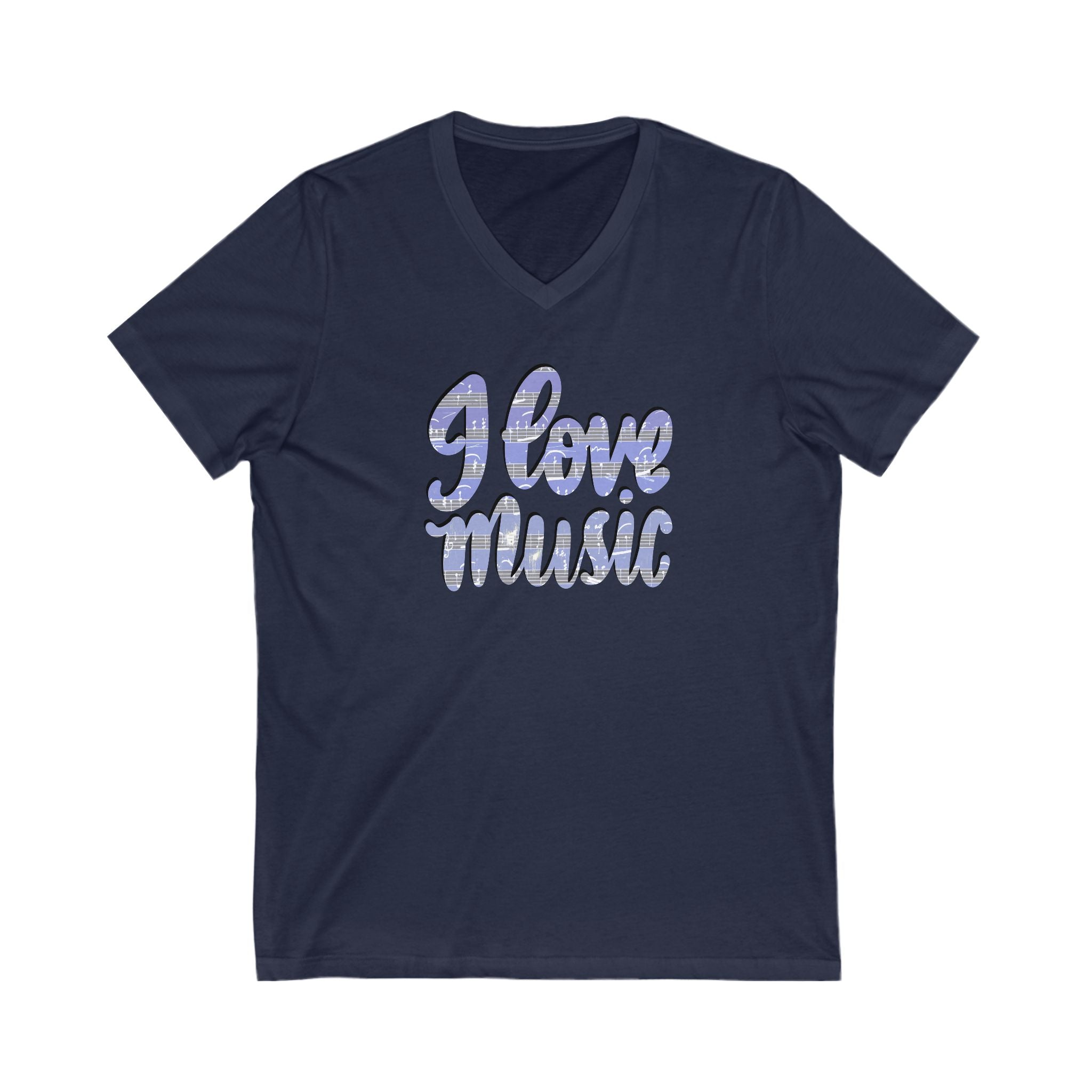 I Love Music Unisex V-Neck Tee - Comfortable & Stylish Music Lover Shirt