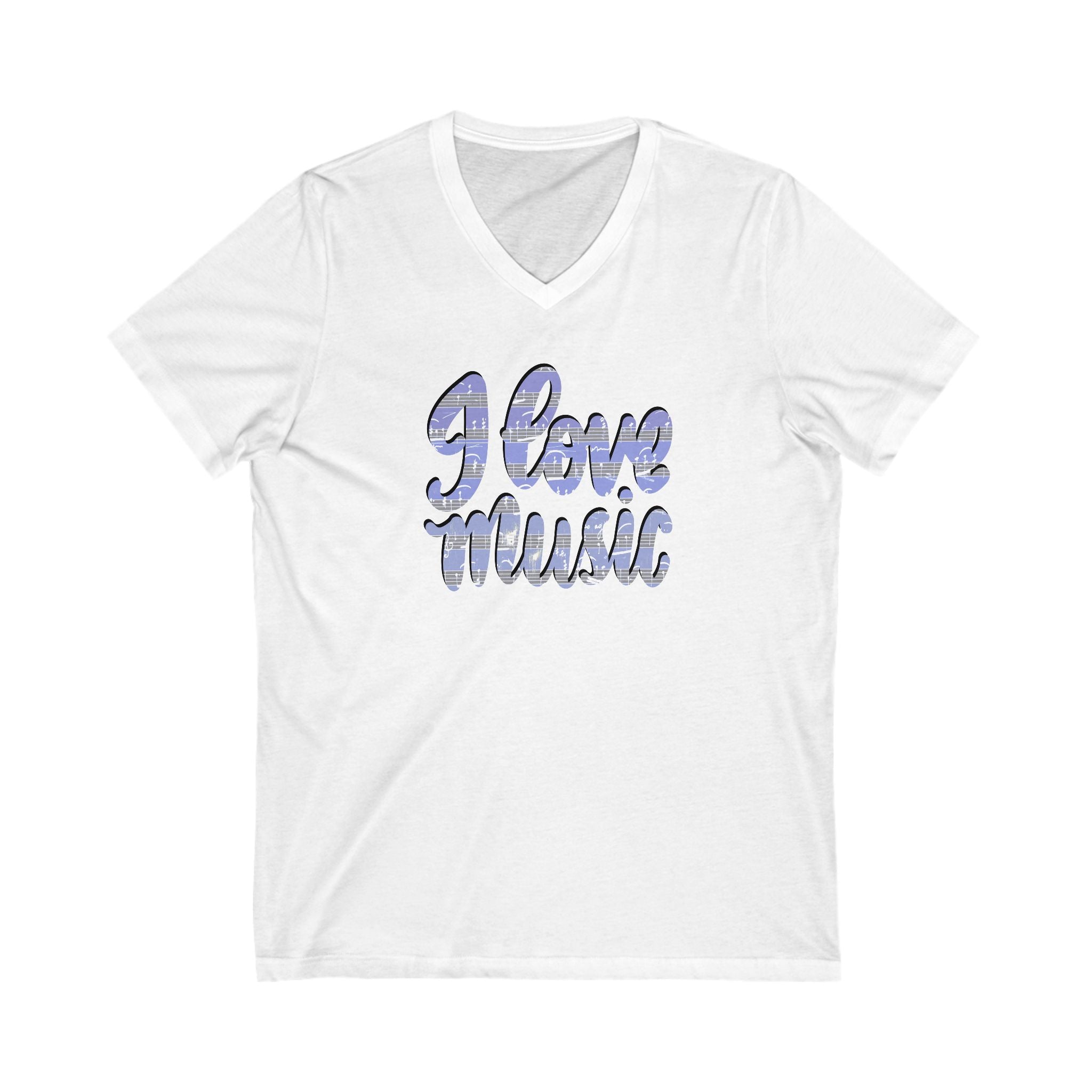 I Love Music Unisex V-Neck Tee - Comfortable & Stylish Music Lover Shirt
