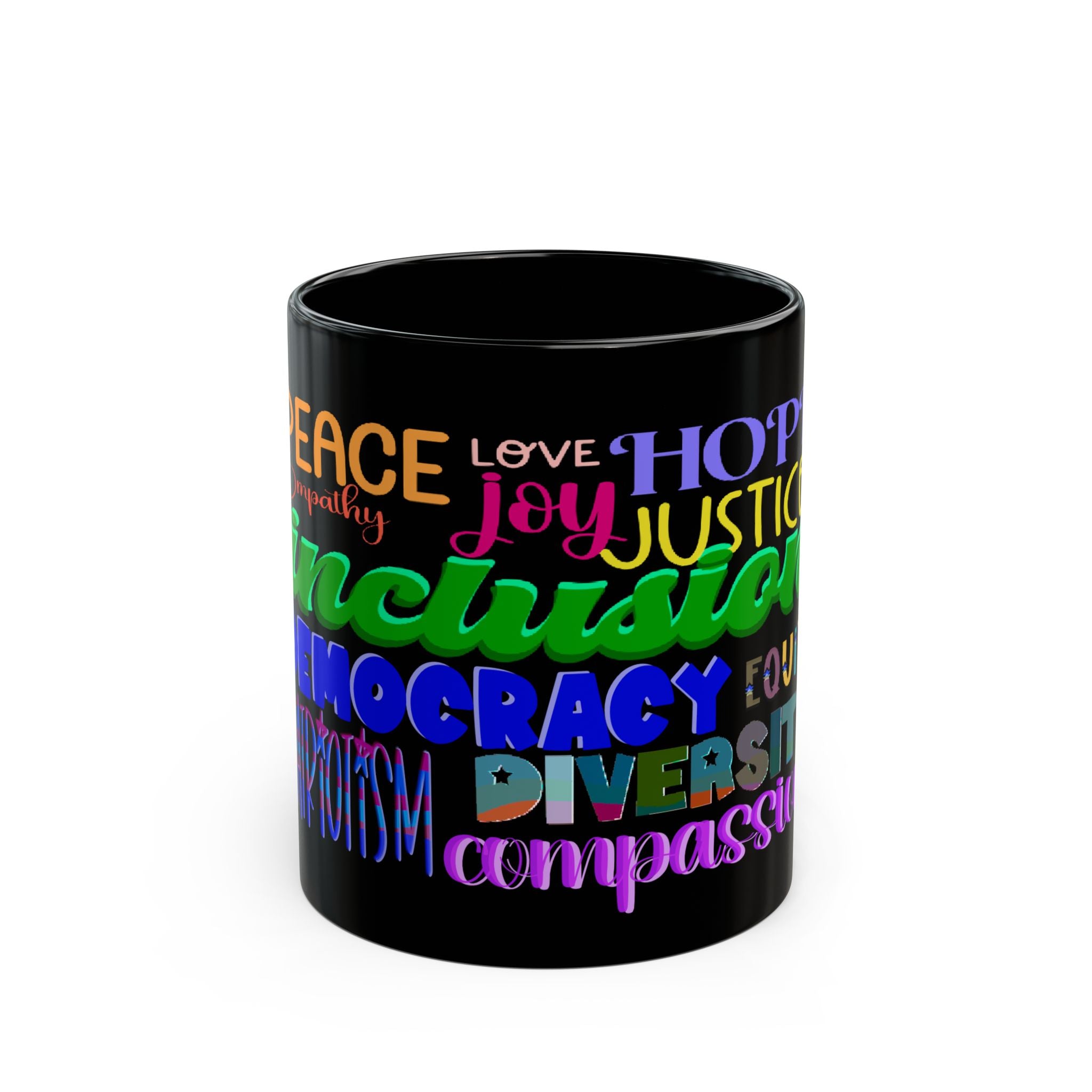 INCLUSIVE VALUES TO LIVE BY Black Mug (11oz)