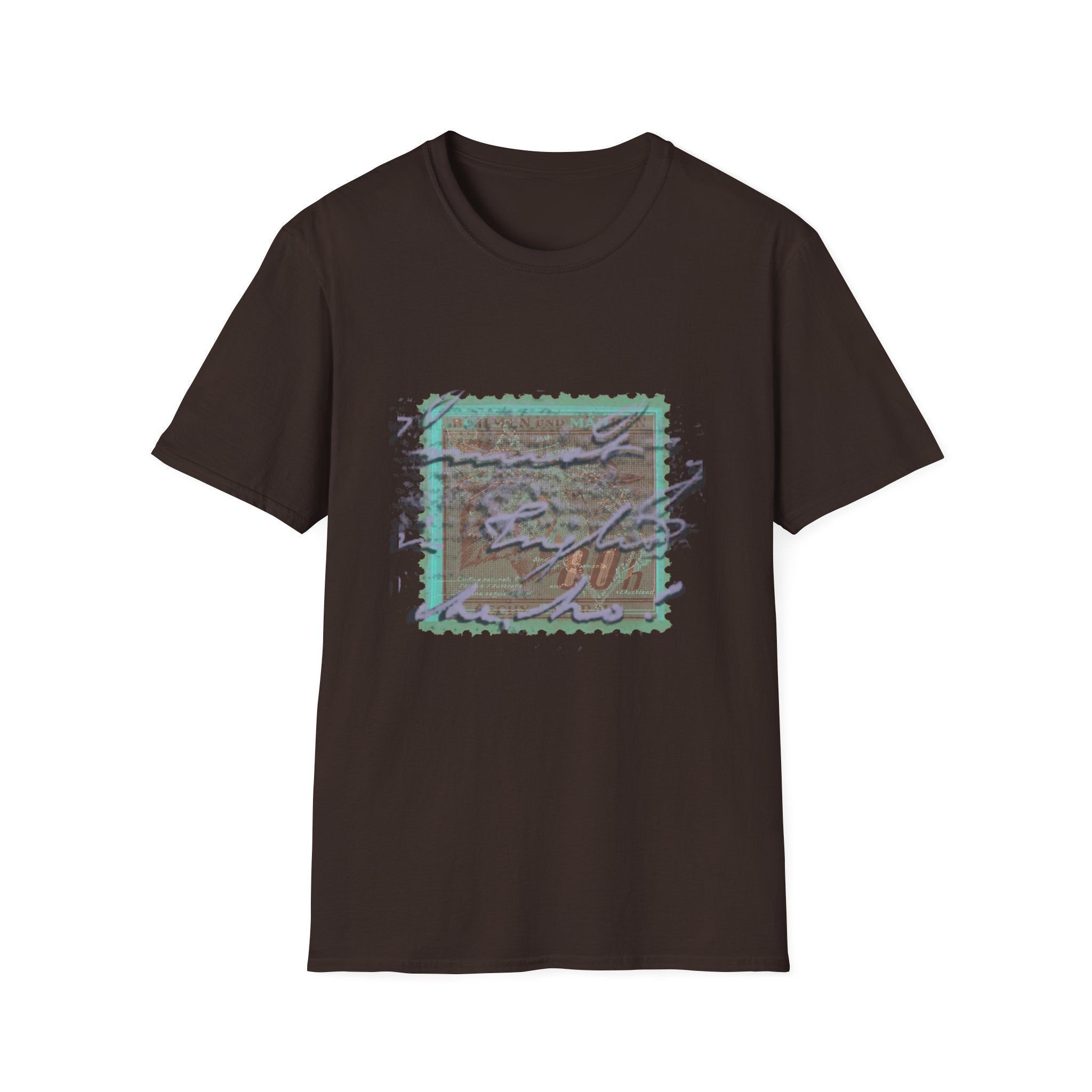 Vintage Postage Stamp Graphic Tee – Handwritten Script Design