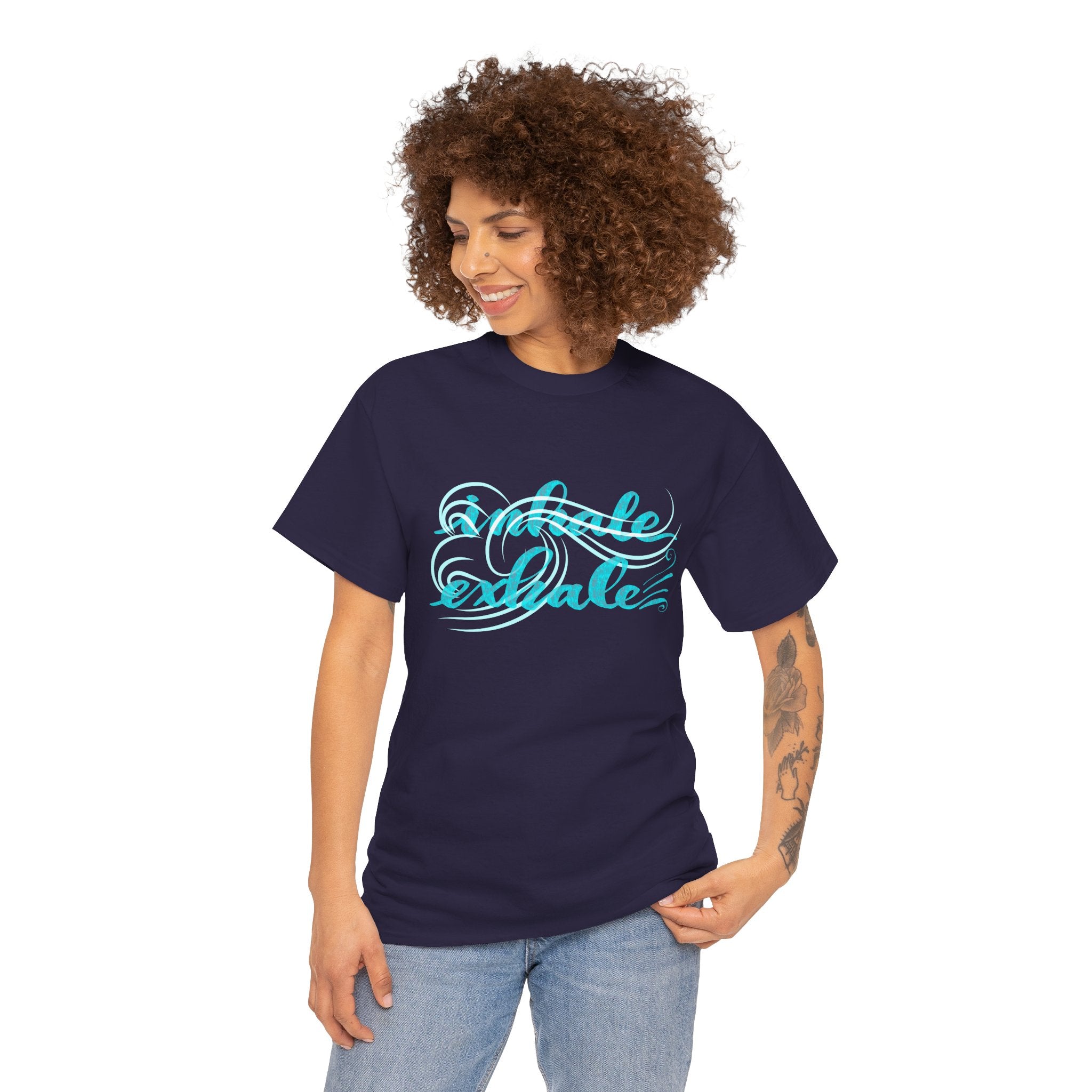 Heavy Cotton Tee - "Inhale Exhale" Relaxation Graphic Tee