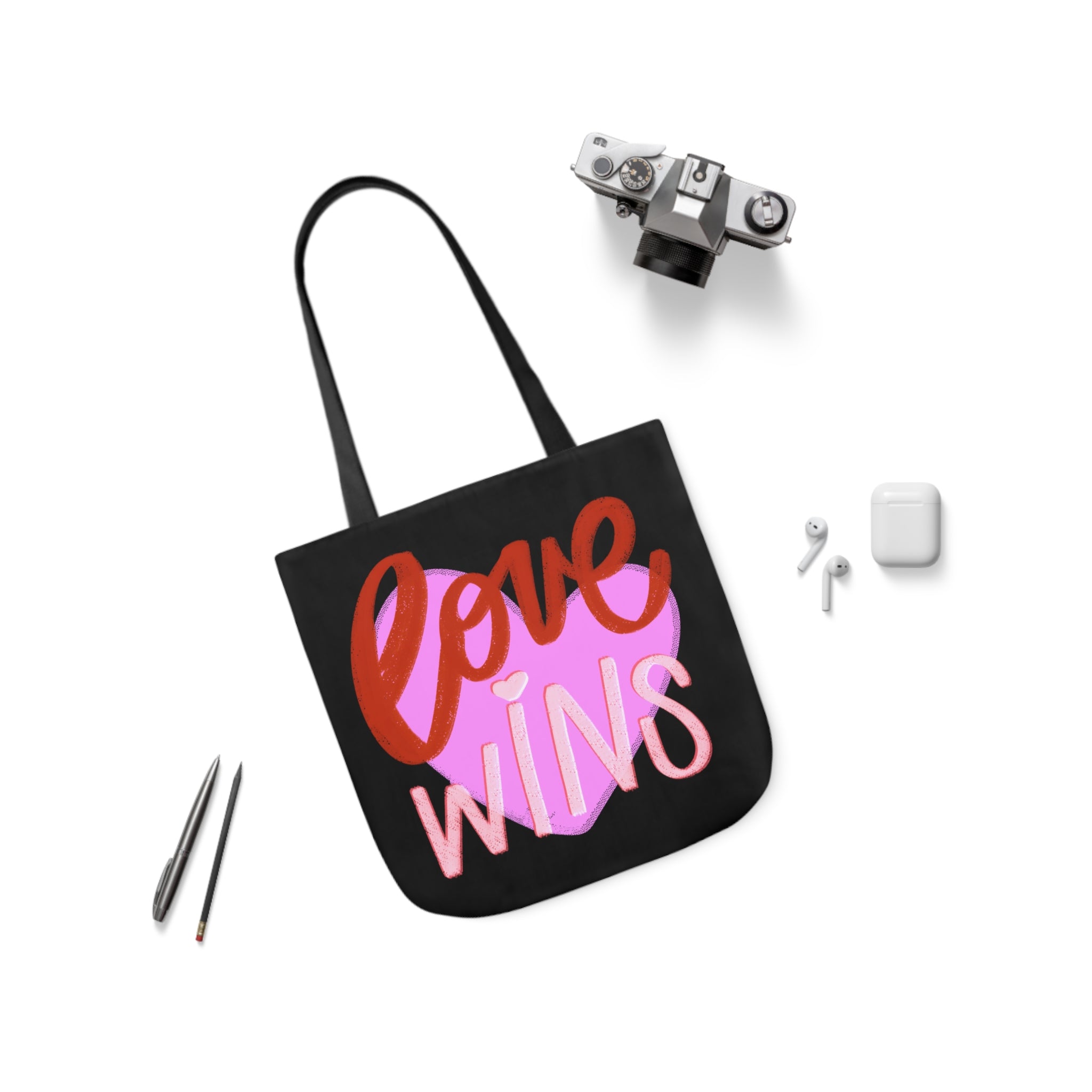 LOVE WINS Canvas Tote Bag, 5-Color Straps