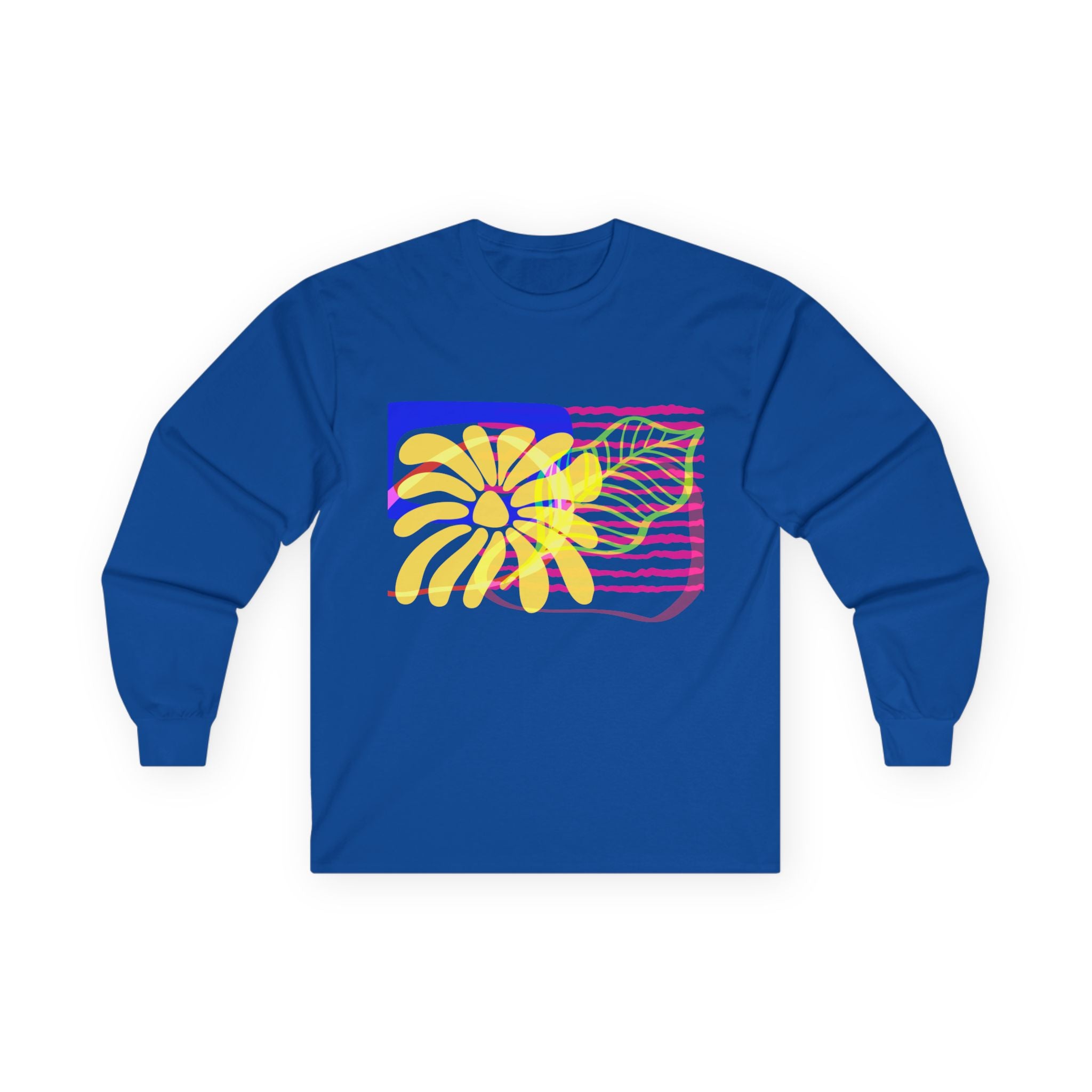 Vibrant Tropical Print Long Sleeve Tee - Perfect for Summer & Beach Vibes