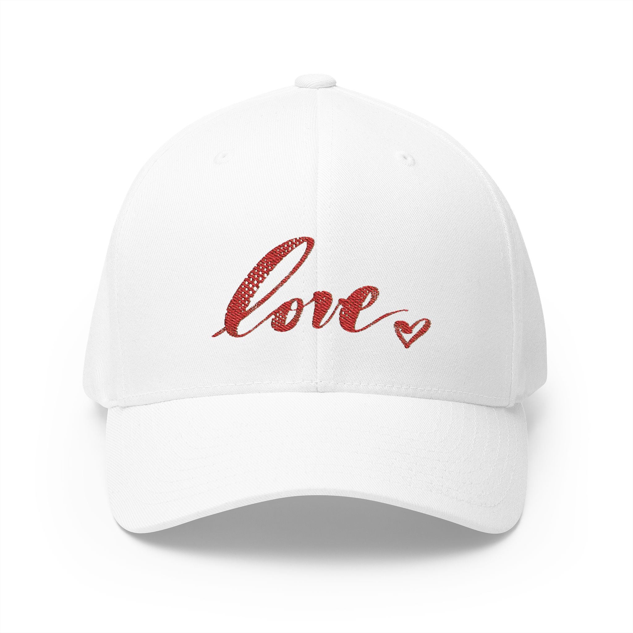 Embroidered Love Cap - Casual White Hat for Everyday Style