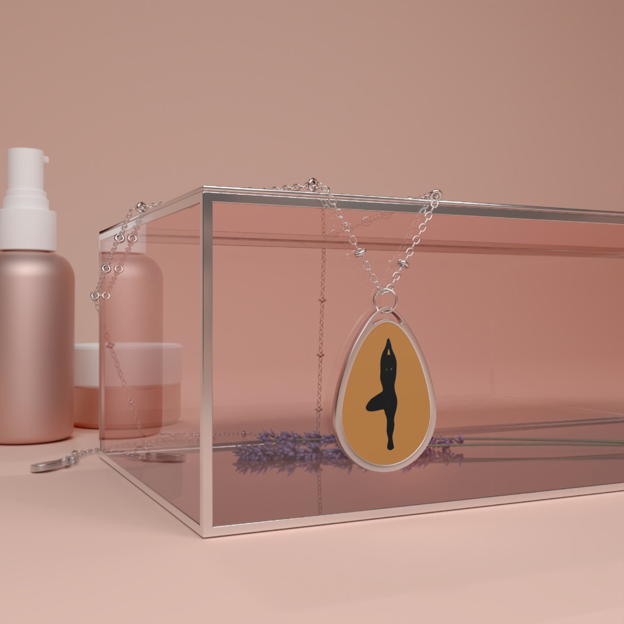 Yoga-Inspired Oval Necklace - Teardrop Pendant for Mindfulness and Style