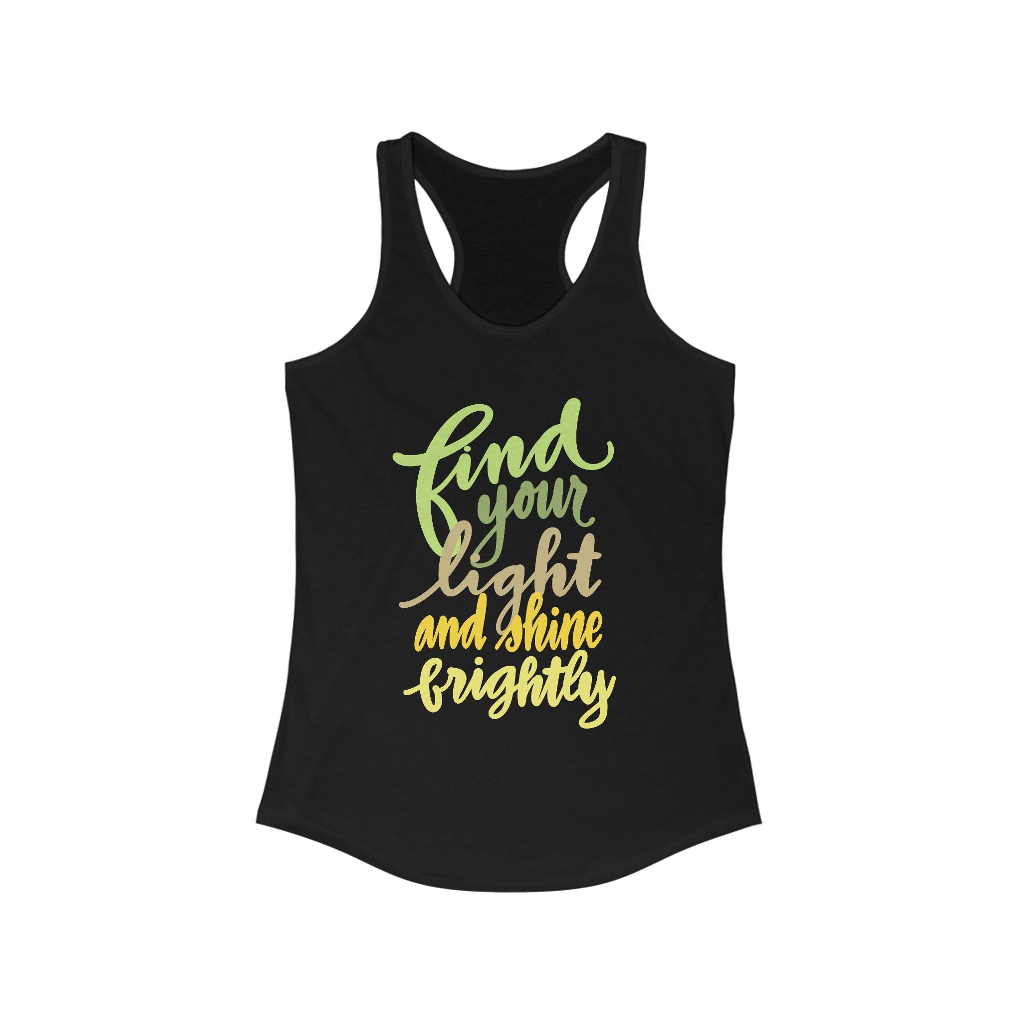 Inspirational Women's Racerback Tank - 'Find Your Light and Shine Brightly' Motivational Workout Top, Fitness Apparel, Yoga Shirt, [...]