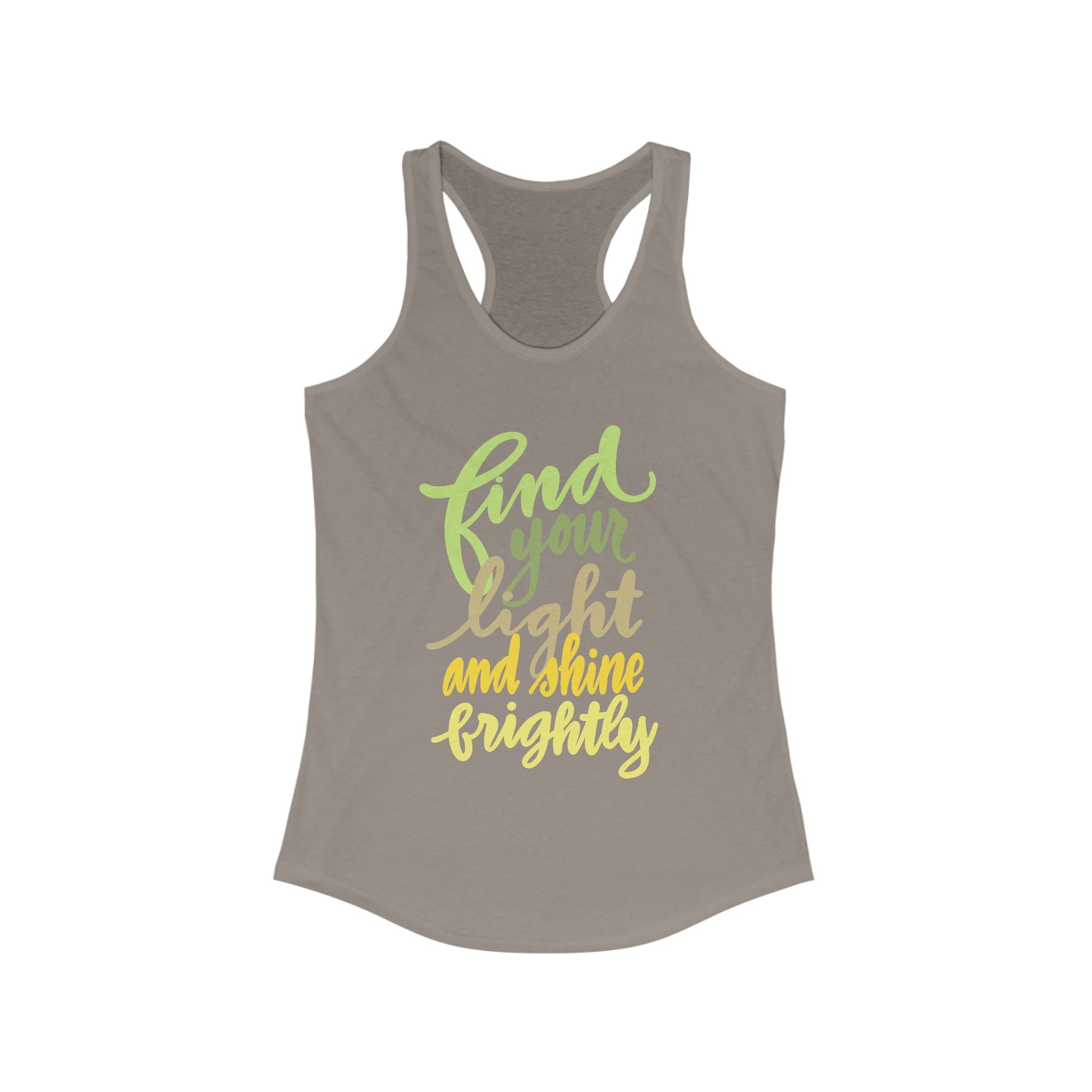 Inspirational Women's Racerback Tank - 'Find Your Light and Shine Brightly' Motivational Workout Top, Fitness Apparel, Yoga Shirt, [...]