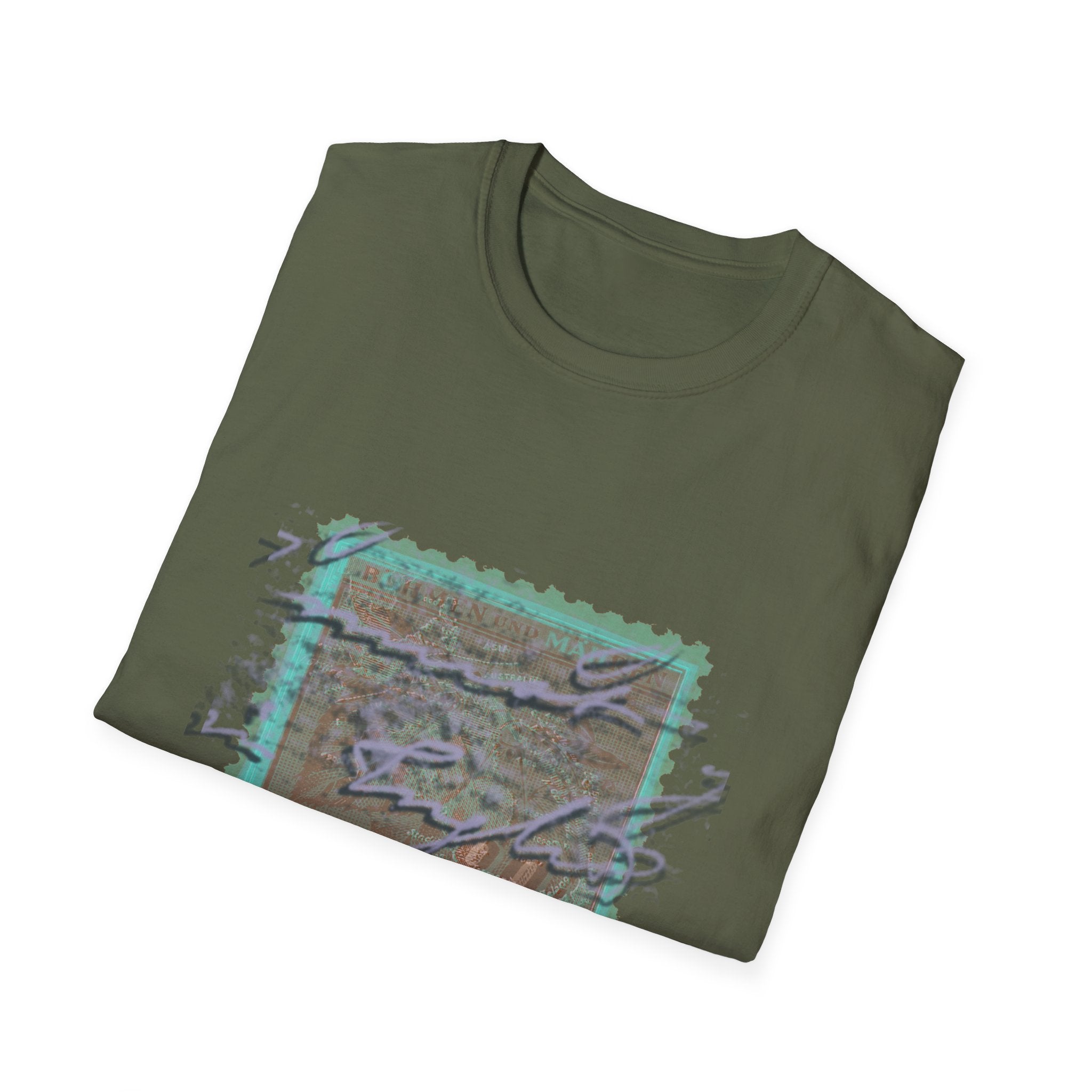 Vintage Postage Stamp Graphic Tee – Handwritten Script Design